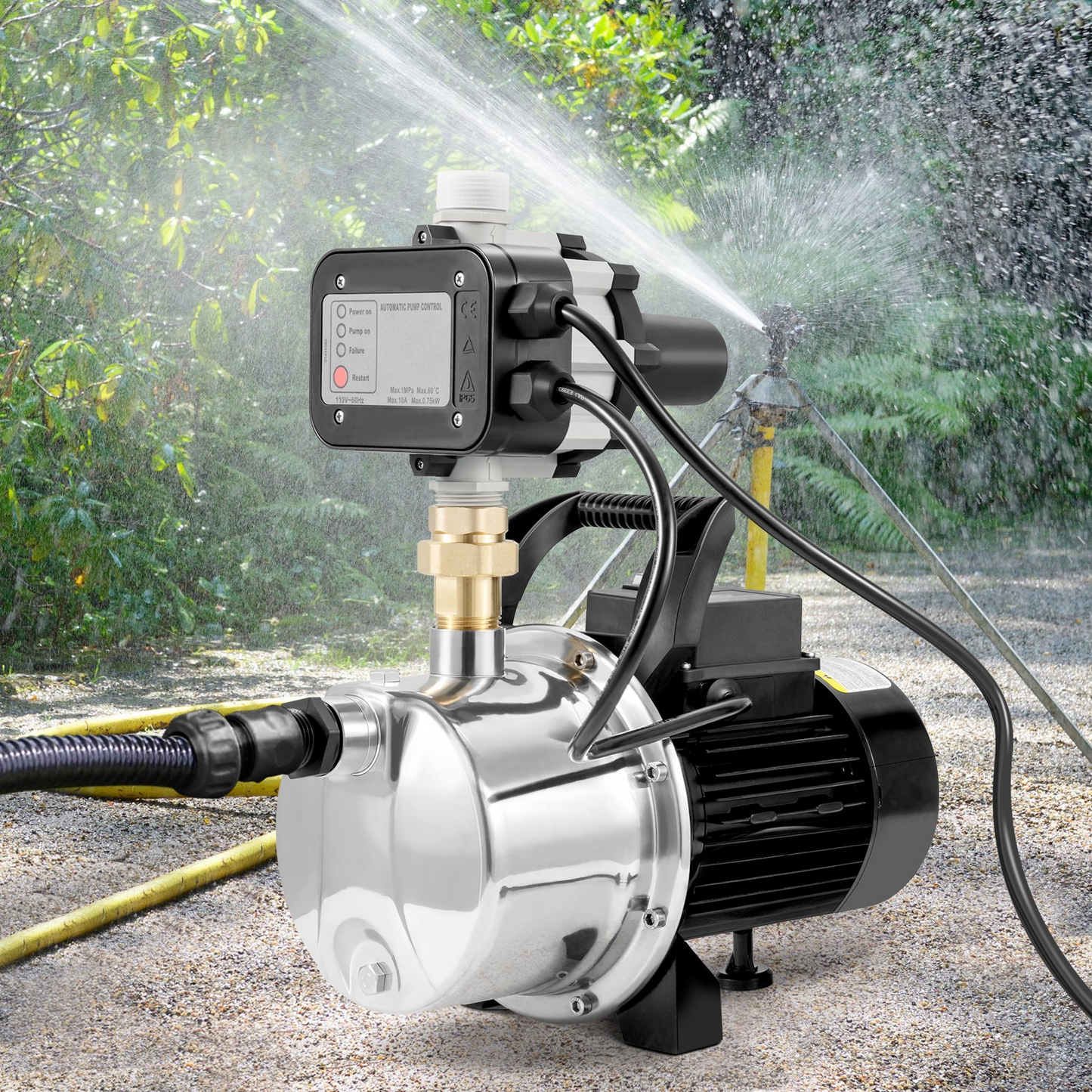 VEVOR Shallow Well Pump Portable Jet Pump w/ Auto Controller 1.5HP 1200GPH 164ft