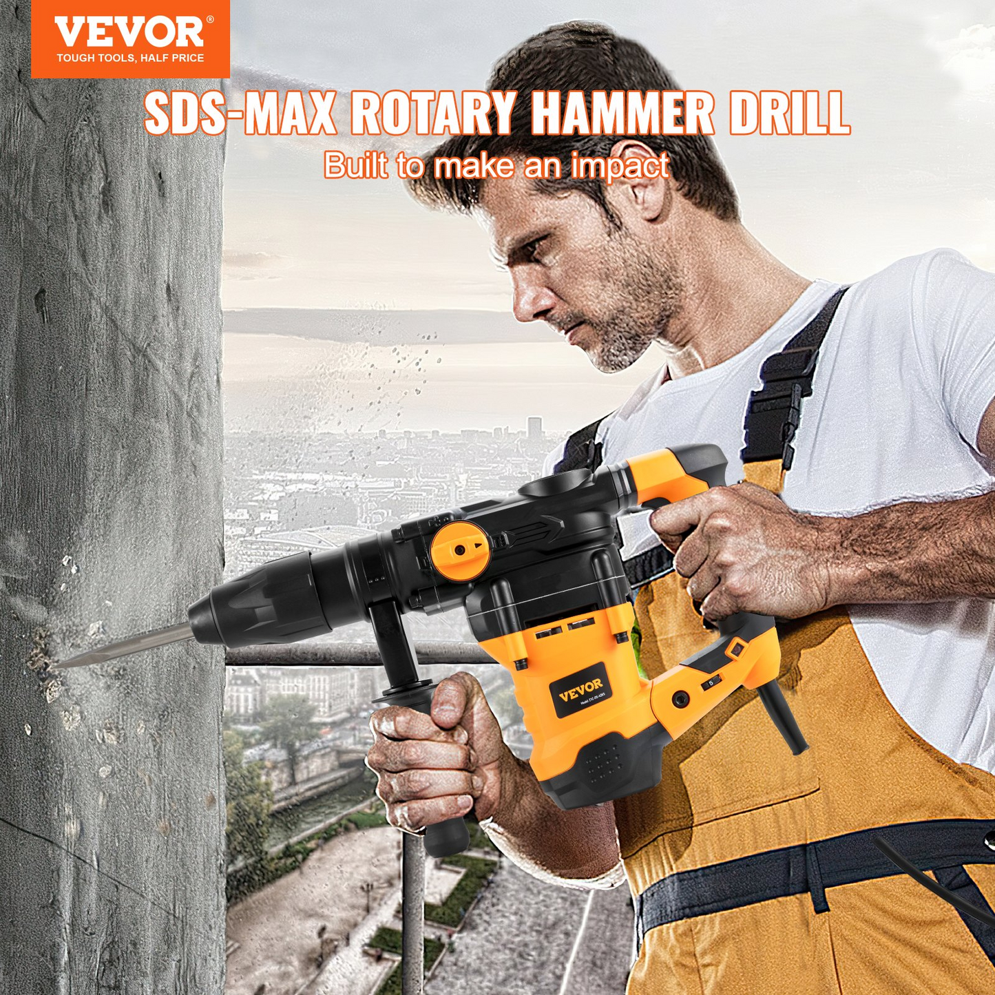 VEVOR Rotary Hammer Drill Corded Drills 1-9/16" 3 Modes SDS-MAX Chipping Hammers