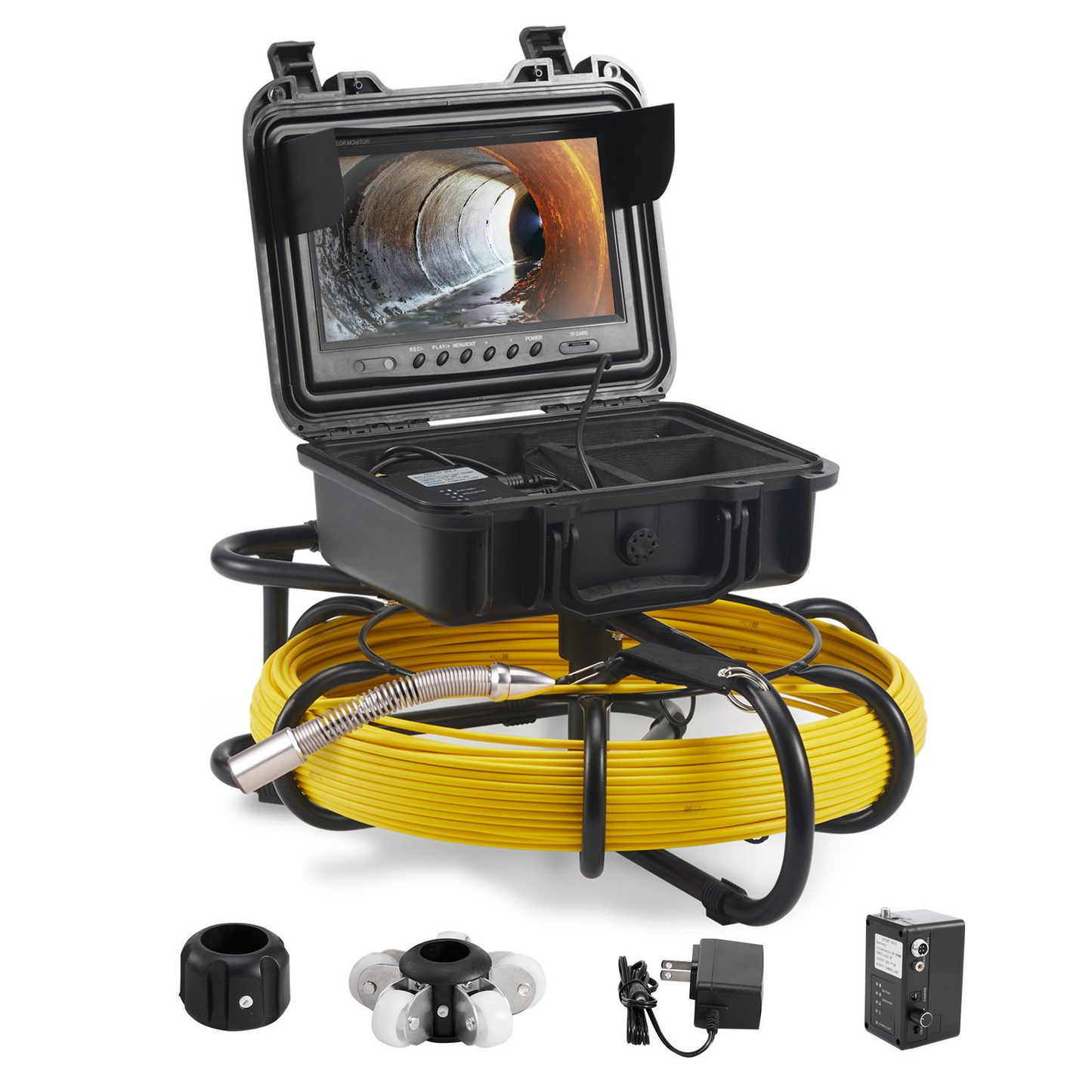 VEVOR Sewer Camera, 230 ft/70 m, 9" Screen Pipeline Inspection Camera with DVR Function, 12 Adjustable LEDs, 16 GB SD Card, Waterproof IP68 for Sewer Line, Home, Duct Drain Pipe Plumbing