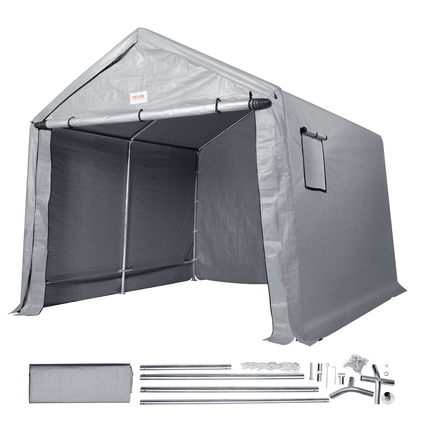 VEVOR Portable Shed Outdoor Storage Shelter, 8 x 14 x 7.6 ft Heavy Duty  Instant Storage Tent Tarp Sheds with Roll-up Zipper Door and Ventilated Windows For Motorcycle, Bike, Garden Tools