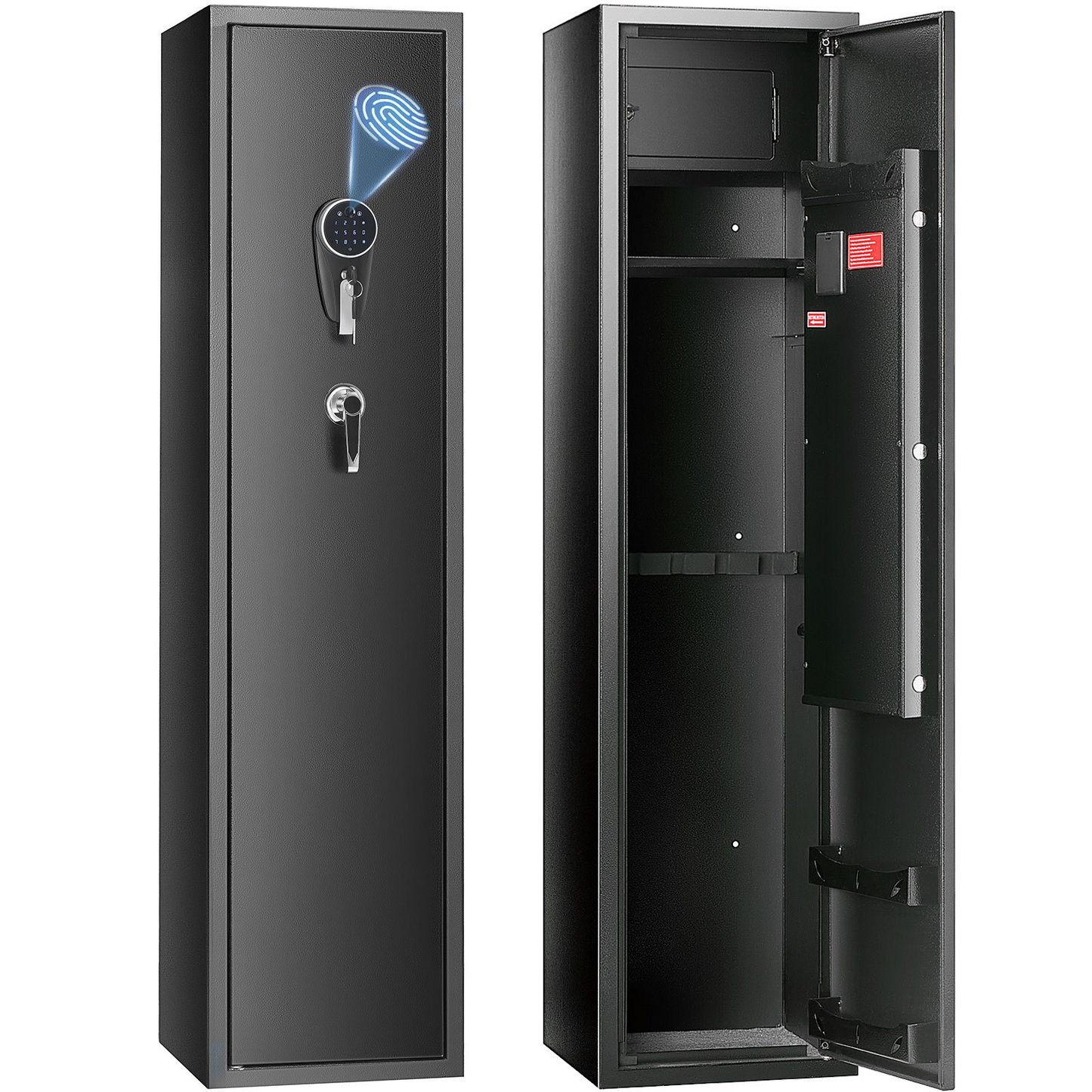 VEVOR 6 Gun Safe, Gun Security Cabinet with Fingerprint & Digital Keypad Lock, Gun Storage Cabinet with Built-in Storage Locker and Removable Storage Shelf for Pistols & Home Long Gun