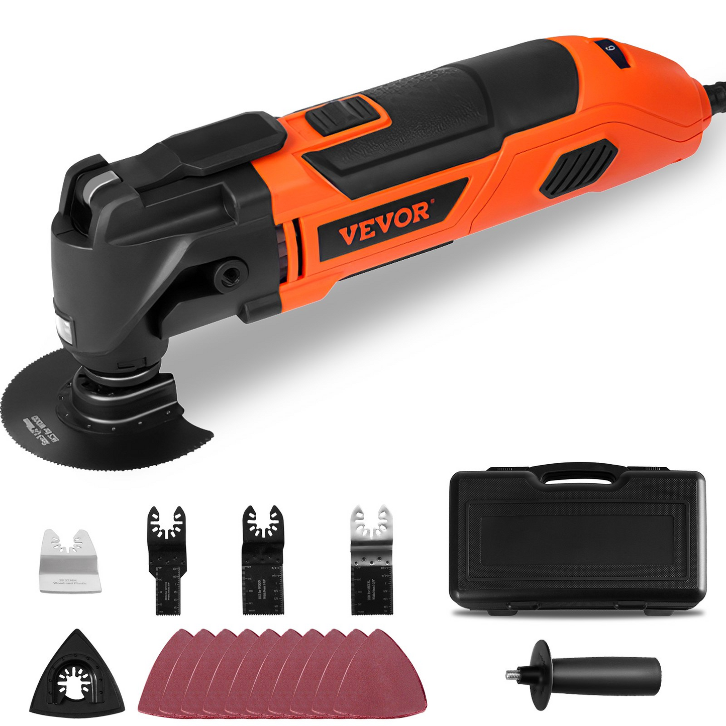 VEVOR Multitool Oscillating Tool Corded 2.5 Amp, Oscillating Saw Tool with LED Light, 6 Variable Speeds, 3.1° Oscillating Angle, 11000-22000 OPM, 16PCS Saw Accessories & BMC Case