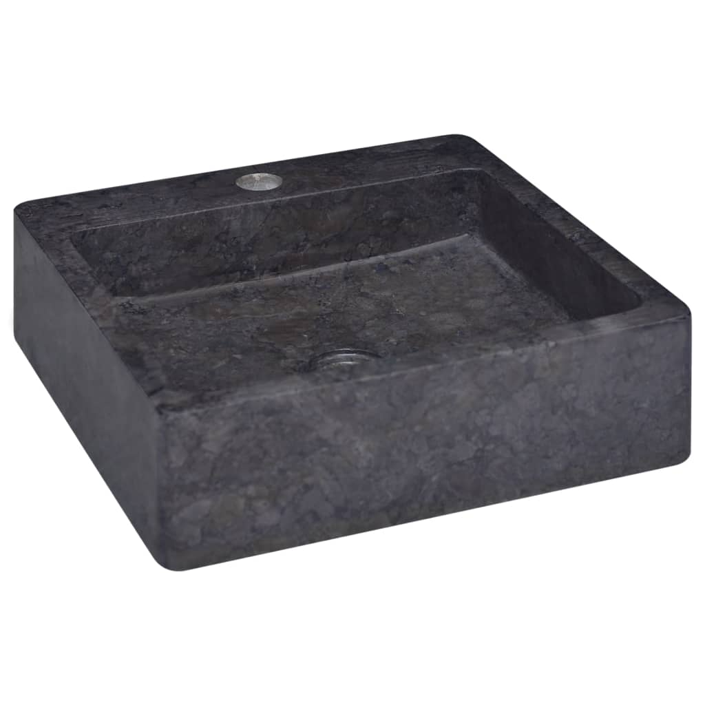 vidaXL Sink Black 15.7"x15.7"x4.7" Marble