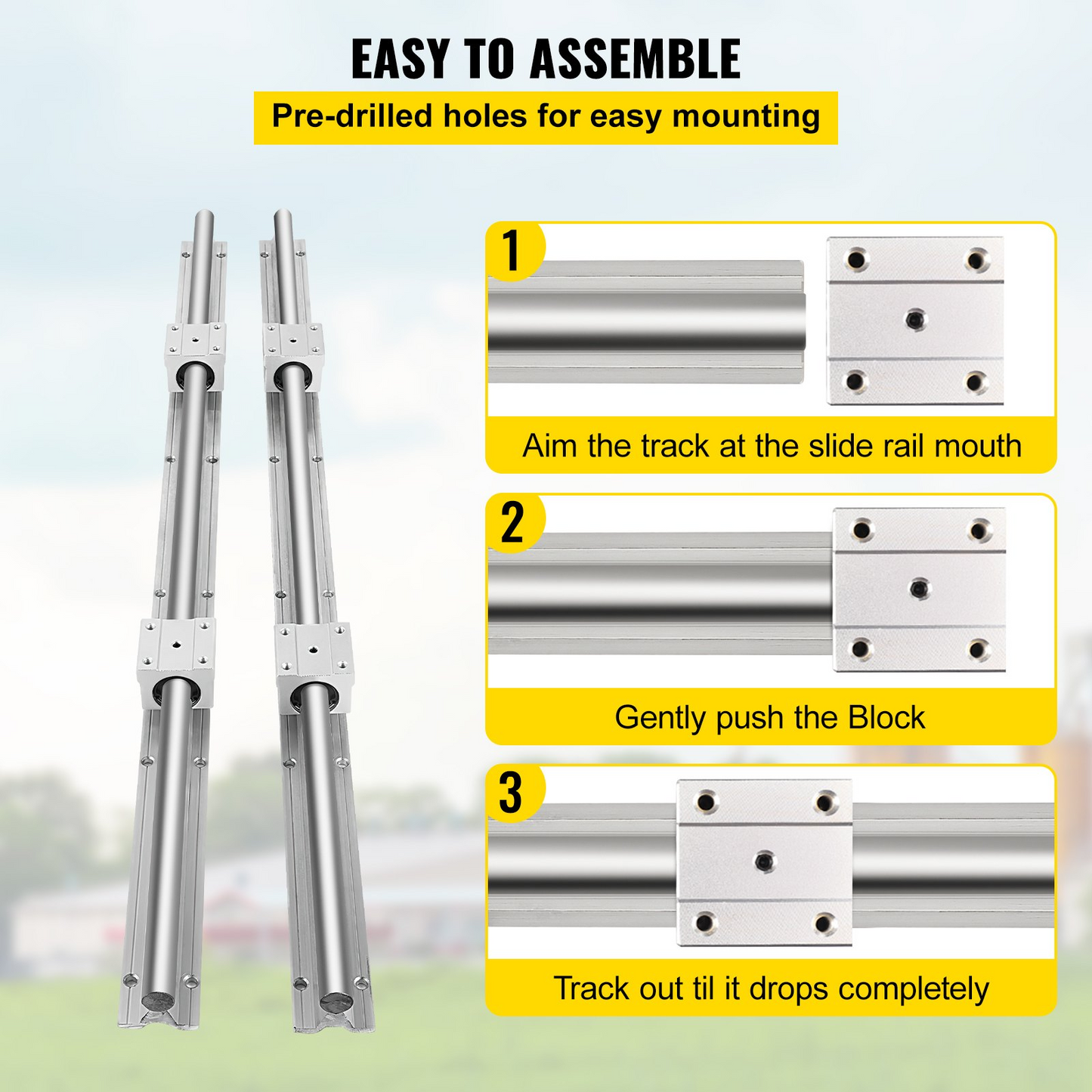 VEVOR Linear Rail, 2PCS SBR16-800mm, Linear Slide Guide 2 PCS Rail, 4 PCS SBR16UU Bearing Block for Automated Machines and Equipments