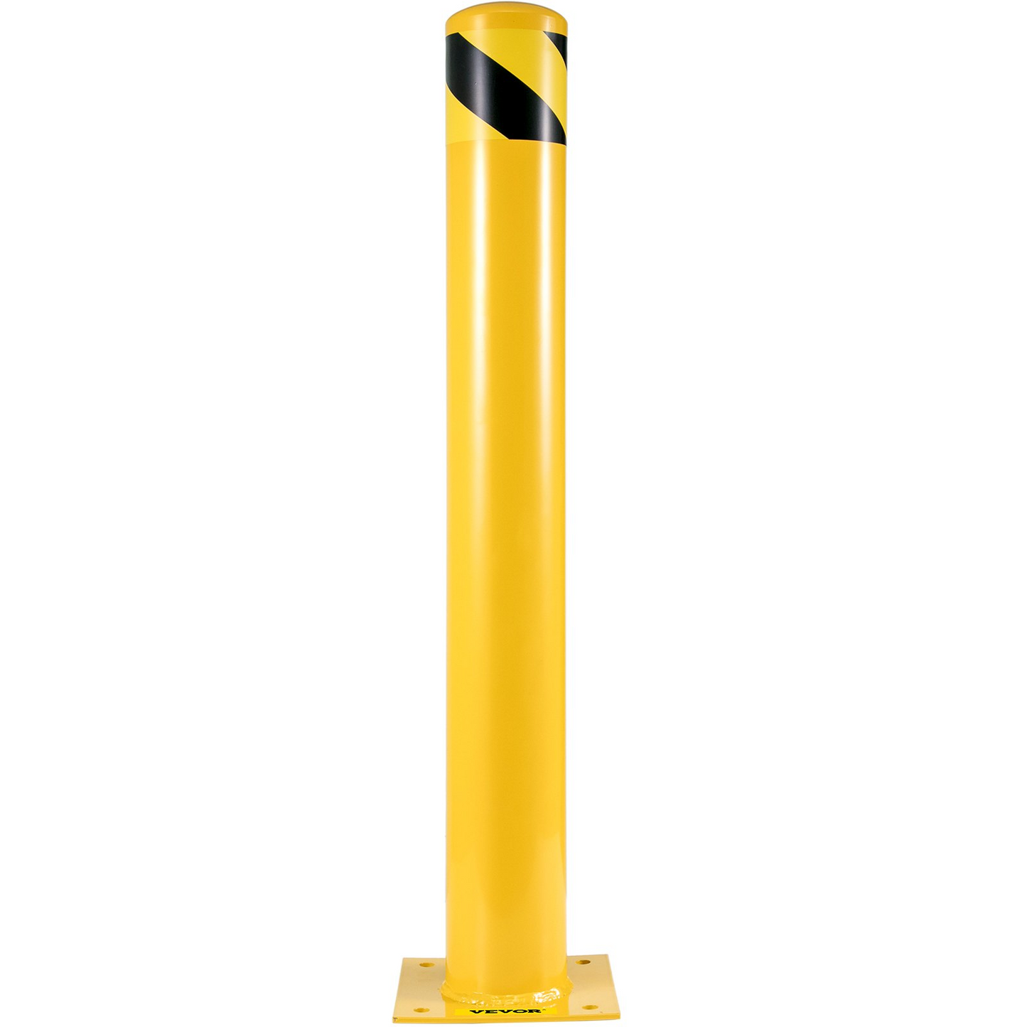 VEVOR Safety Bollard, 48 Inch Height Bollard Post, 4.5 Inch Diameter Steel Pipe Safety Bollard Post, Yellow Steel Bollard, Steel Safety Bollard with 8 Anchor Bolts, Perfect for Traffic-Sensitive Area