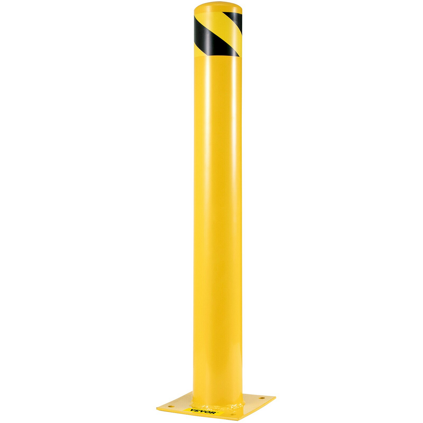 VEVOR Safety Bollard 42"x4.5" Safety Barrier Bollard 4-1/2" OD 42" Height Yellow Powder Coat Pipe Steel Safety Barrier with 4 Free Anchor Bolts for Traffic-Sensitive Area