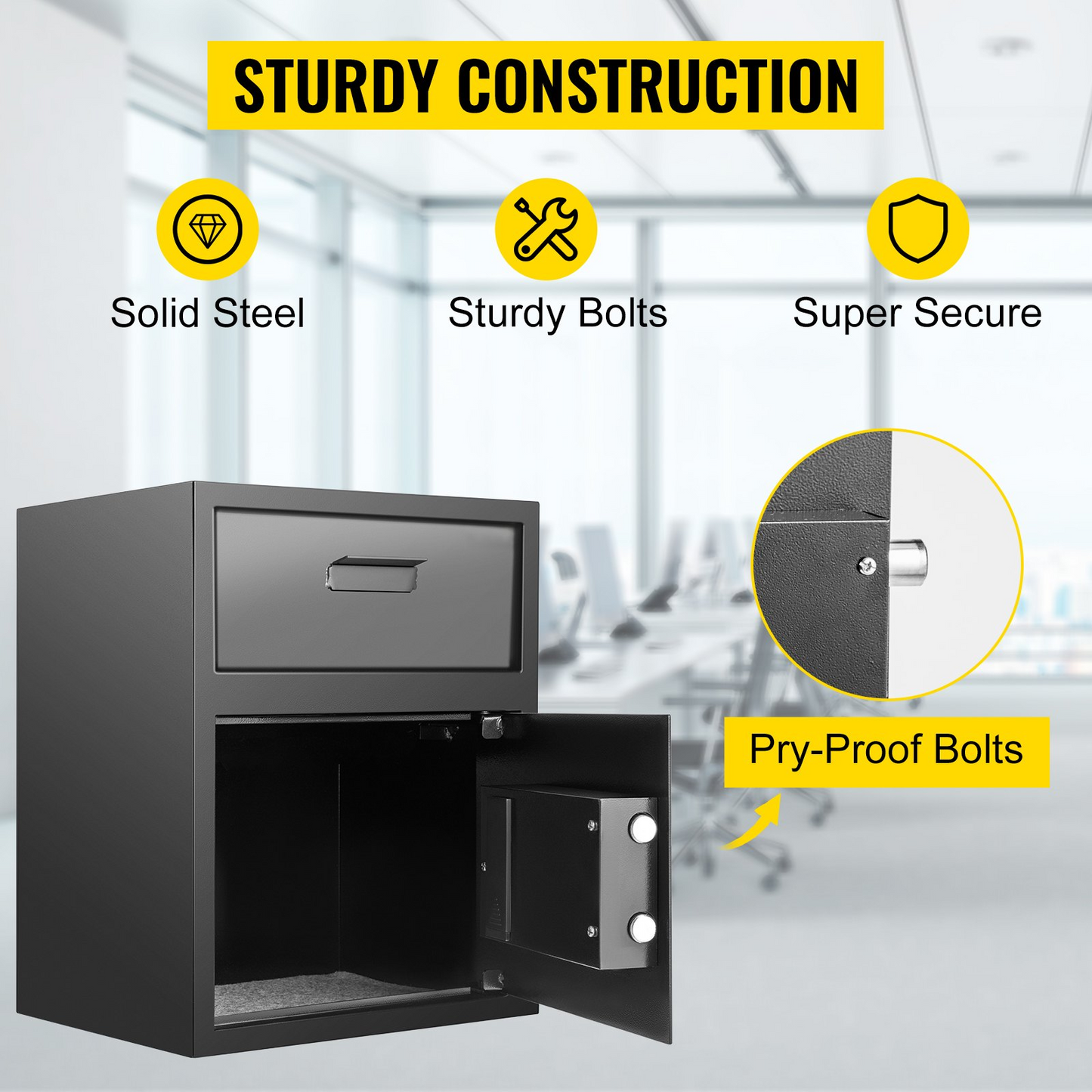 VEVOR Digital Depository Safe 1.7 Cubic Feet Made of Carbon Steel Electronic Code Lock Depository Safe with Deposit Slot with Two Emergency Keys Depository Box for Home Hotel Restaurant and Office