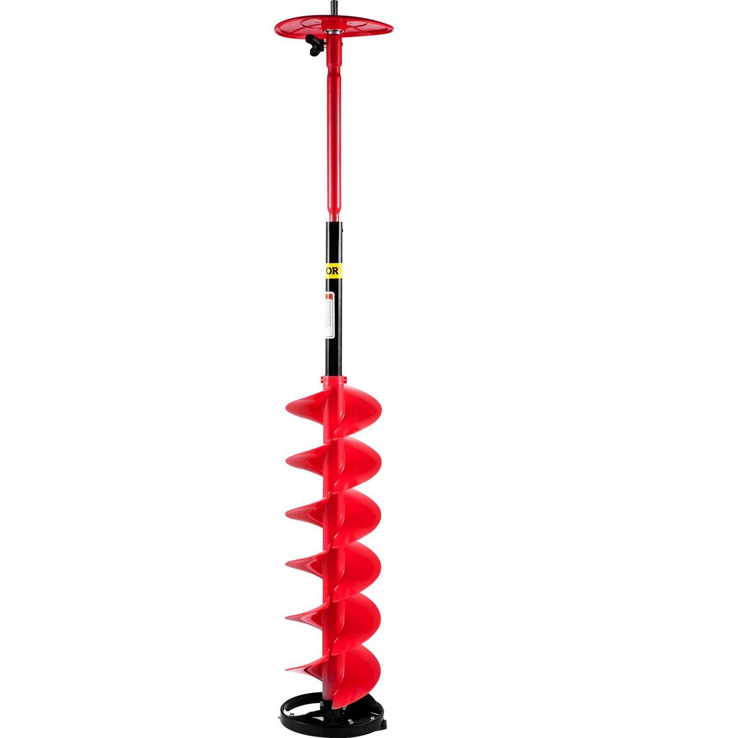 VEVOR Ice Drill Auger, 6" Diameter Nylon Ice Auger, 39" Length Ice Auger Bit,Auger Drill with 11.8" Extension Rod,Auger Bit w/Drill Adapter,Top Plate & Blade Guard for Ice Fishing Ice Burrowing Red