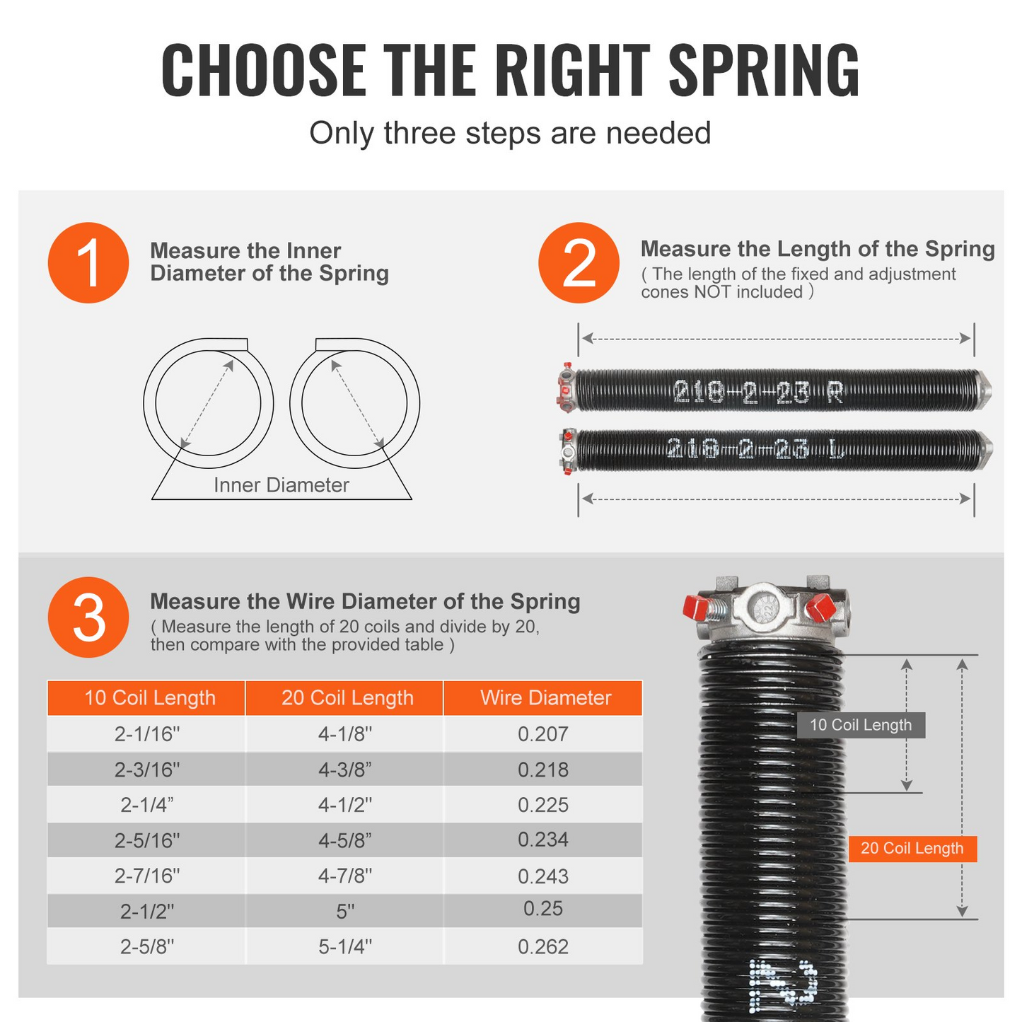 VEVOR Garage Door Torsion Springs, Pair of 0.218 x 2 x 23inch, Garage Door Springs with Non-Slip Winding Bars, 16000 Cycles, Gloves and Mounting Wrench, Electrophoresis Coated for Replacement