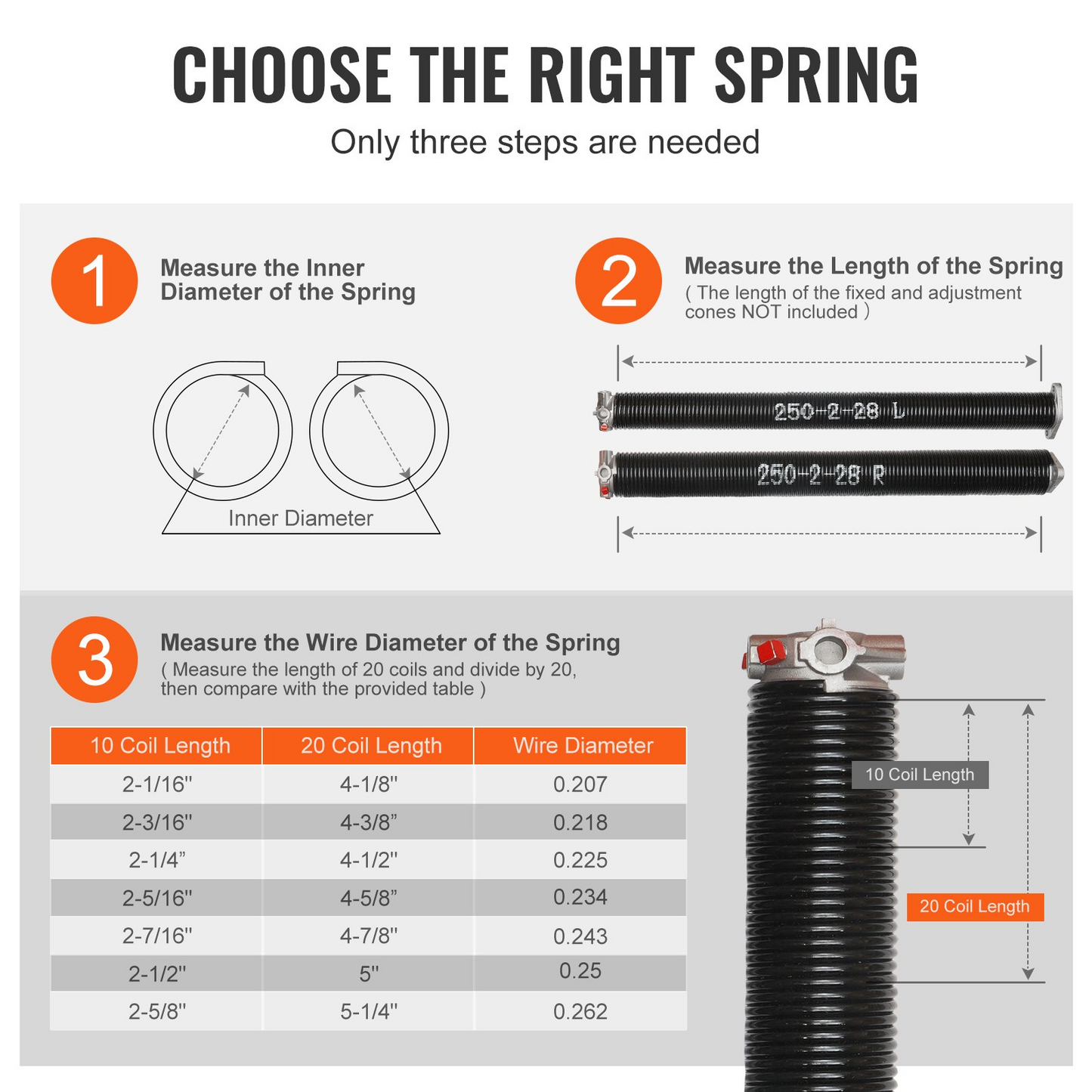 VEVOR Garage Door Torsion Springs, Pair of 0.25 x 2 x 28inch, Garage Door Springs with Non-Slip Winding Bars, 16000 Cycles, Gloves and Mounting Wrench, Electrophoresis Coated for Replacement