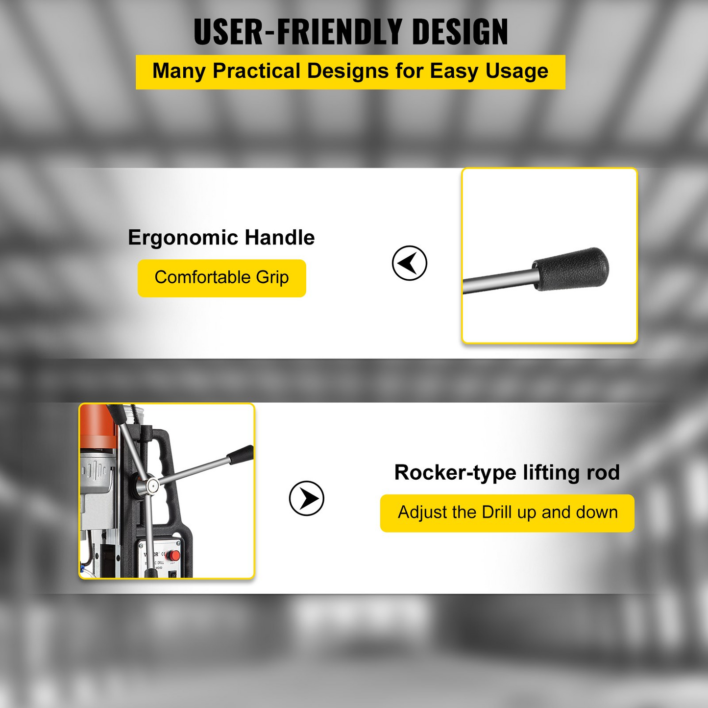 VEVOR 1680W MD50 Magnetic Drill 300 RPM Spindle Speed Electric Magnetic Drilling System with 2 Inch Boring Diameter and 2900 LBS Magnet Force