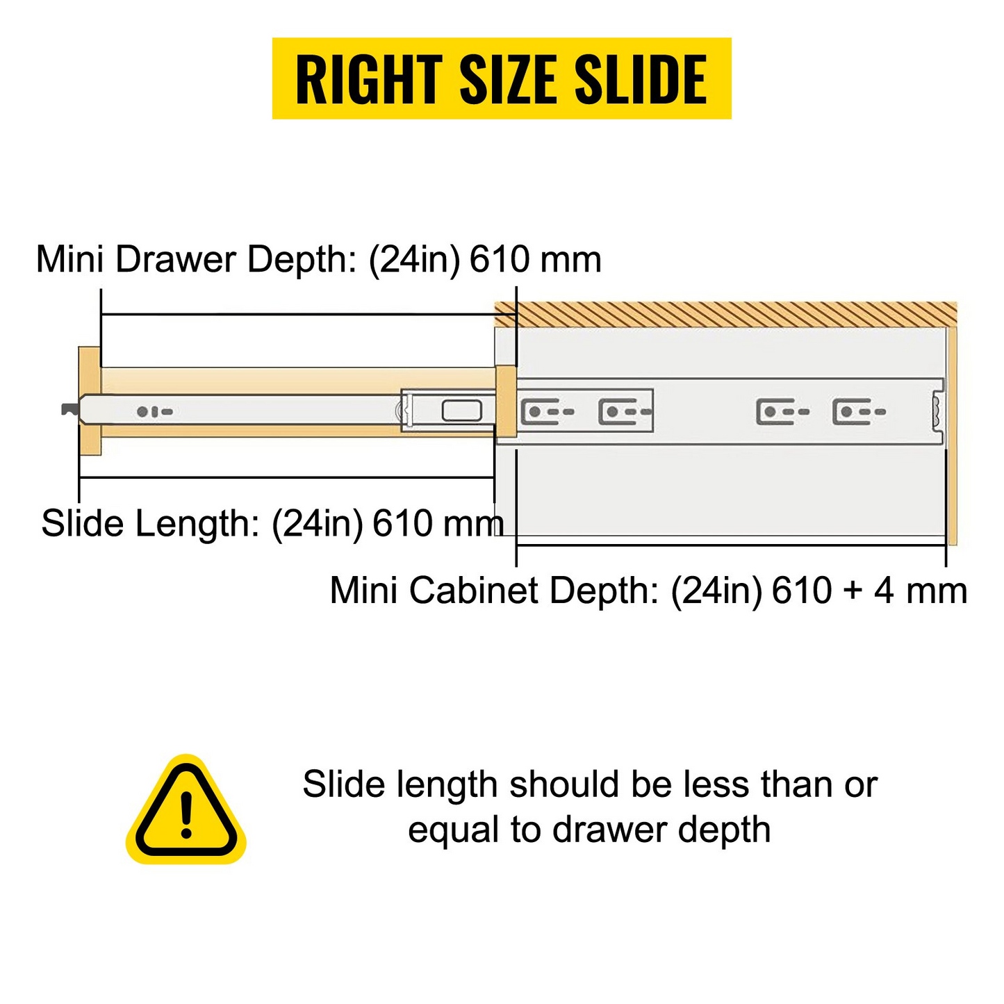 VEVOR Heavy Duty Drawer Slides 24" Length, Locking Drawer Slides 500lbs Load Capacity Long Full Extension Drawer Slide 1 Pair Side Mount Ball Bearing Drawer Glides Push to Open Drawer Runners Rail