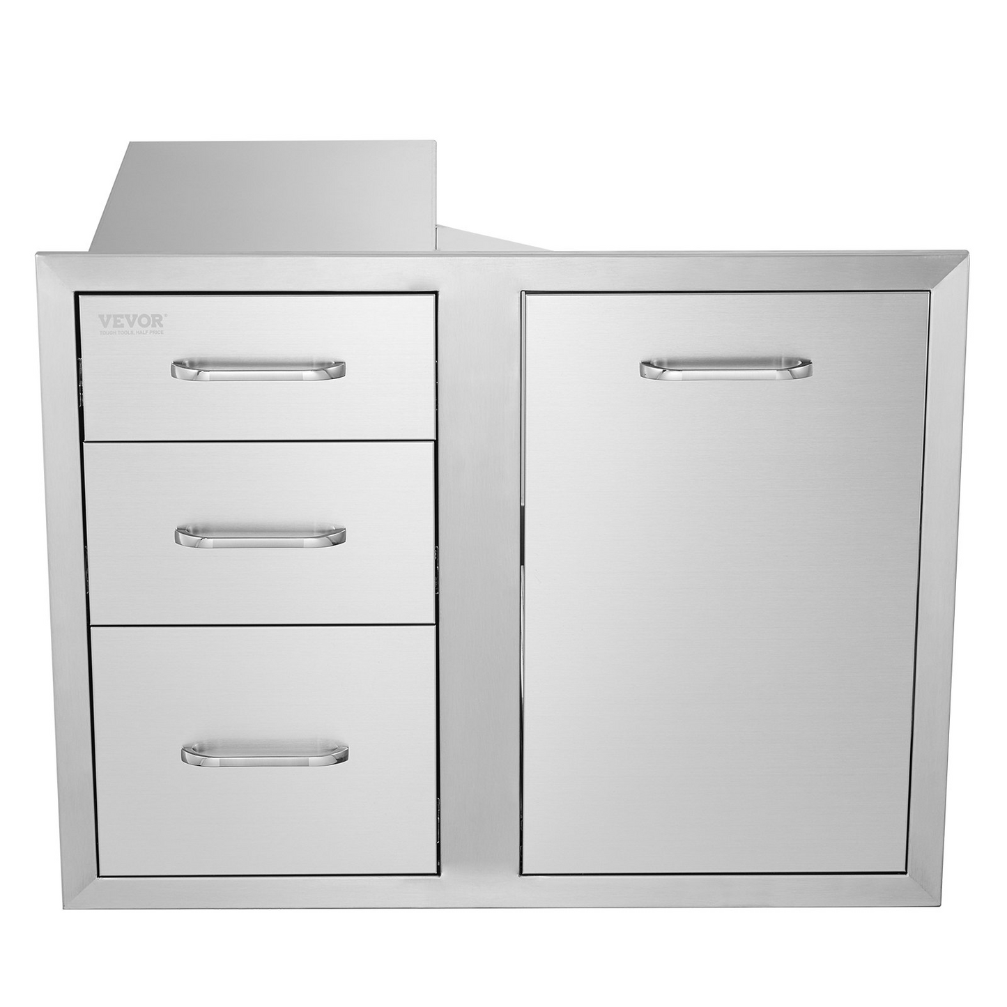 VEVOR Outdoor Kitchen Door Drawer Combo 29.5" W x 22.6" H x 21.7''D, Access Door/Triple Drawers with Propane Drawer and Adjustable Garbage Ring, Perfect for BBQ Island Patio Grill Station