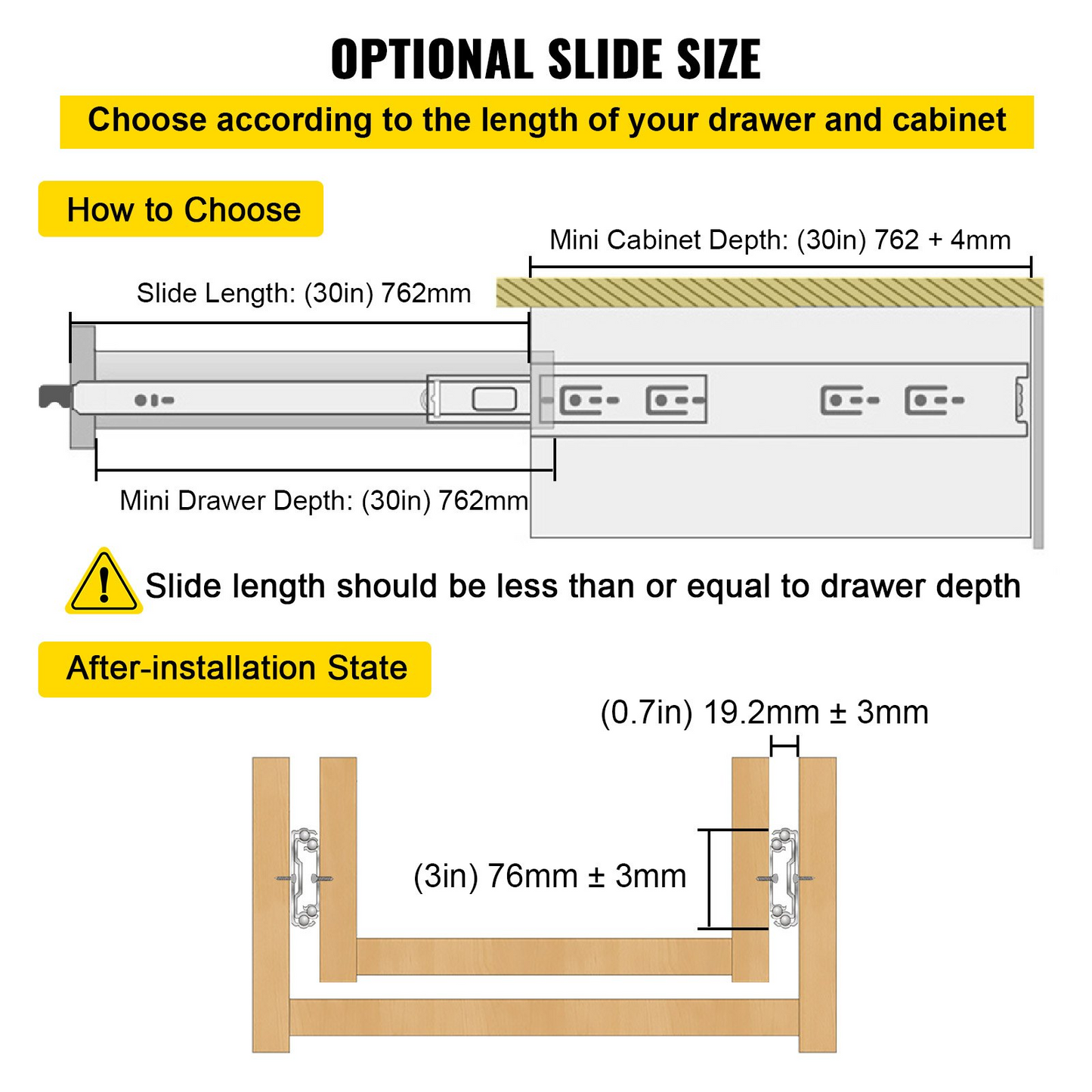 VEVOR Heavy Duty Drawer Slides 2PCS Drawer Slides 30" Locking Drawer Slides 250LBS Capacity Heavy Duty Slides Three Section Full Extension Drawer Slide Cold-Rolled Steel Industrial Drawer Slides