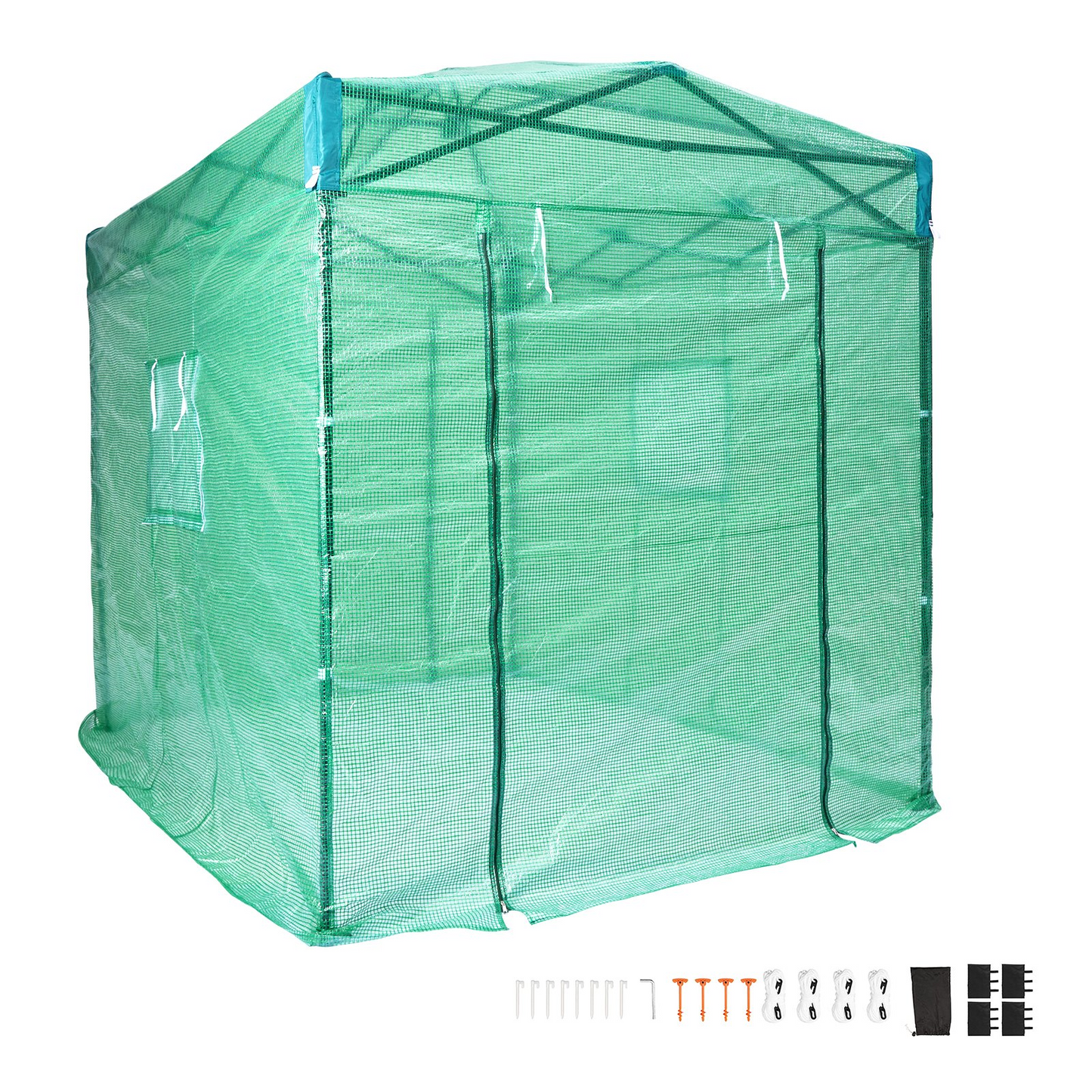 VEVOR Pop Up Greenhouse, 8'x 6'x 7.5' Pop-up Green House, Set Up in Minutes, High Strength PE Cover with Doors & Windows and Powder-Coated Steel Frame, Suitable for Planting and Storage, Green