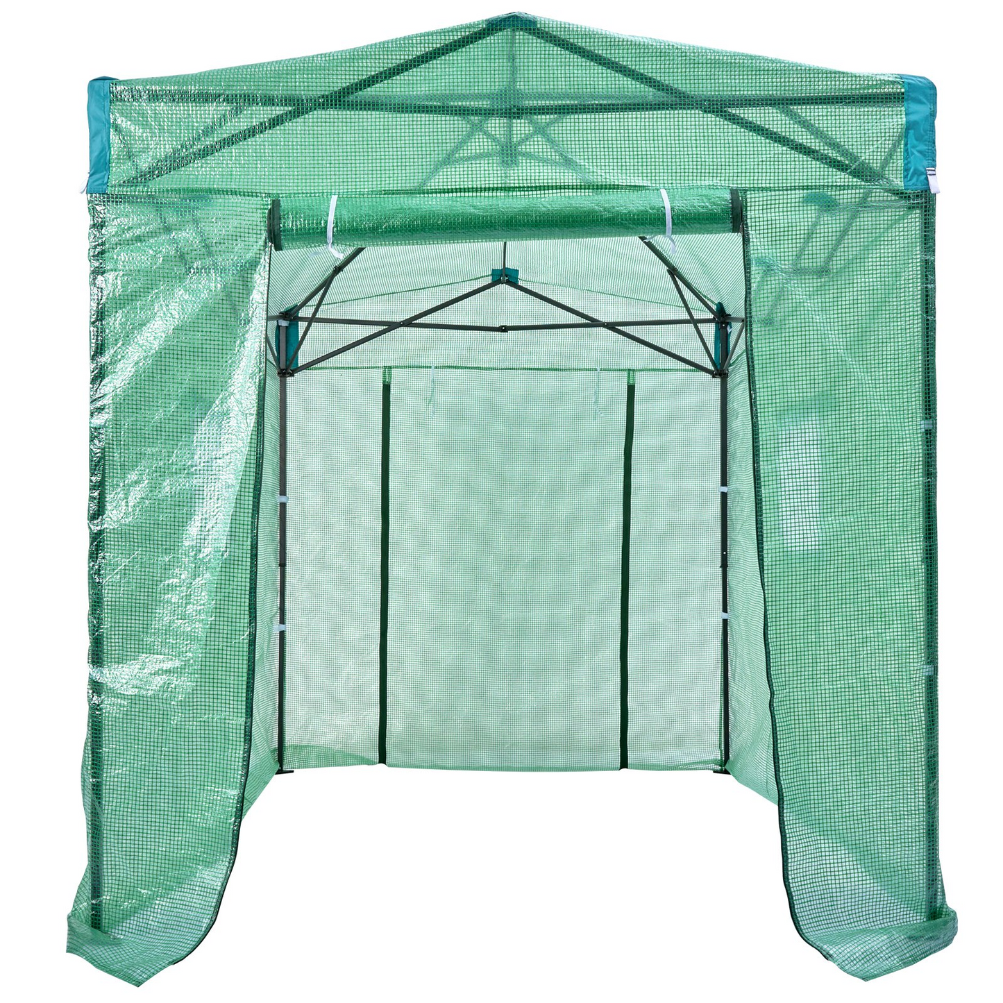 VEVOR Pop Up Greenhouse, 8'x 6'x 7.5' Pop-up Green House, Set Up in Minutes, High Strength PE Cover with Doors & Windows and Powder-Coated Steel Frame, Suitable for Planting and Storage, Green