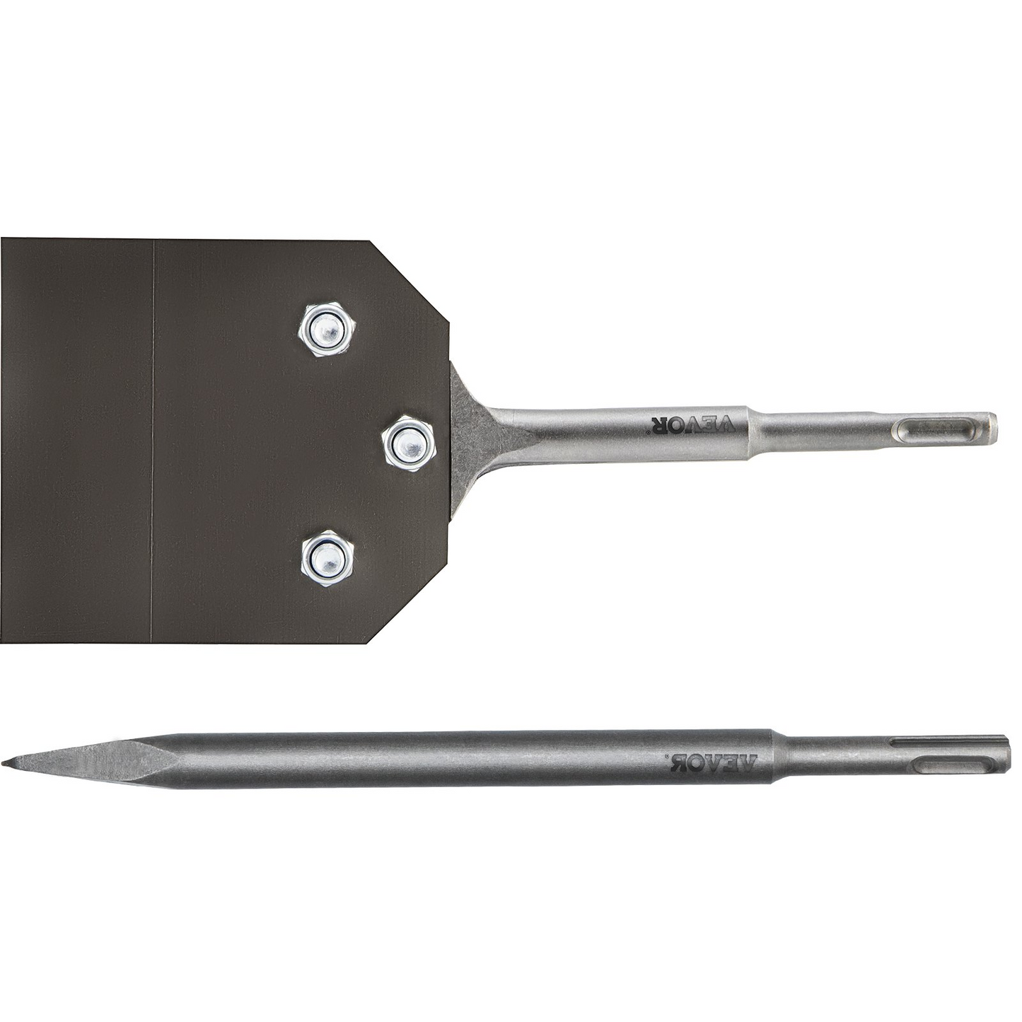 VEVOR Clay Spade, 3.9" x 9.5" SDS Plus Shank, 40Cr Steel Jackhammer Bit for Electric Demolition Jack Hammer w/Point Chisel, Trenching and Digging Shovel Bit for Clay, Gravel, Frozen Soil