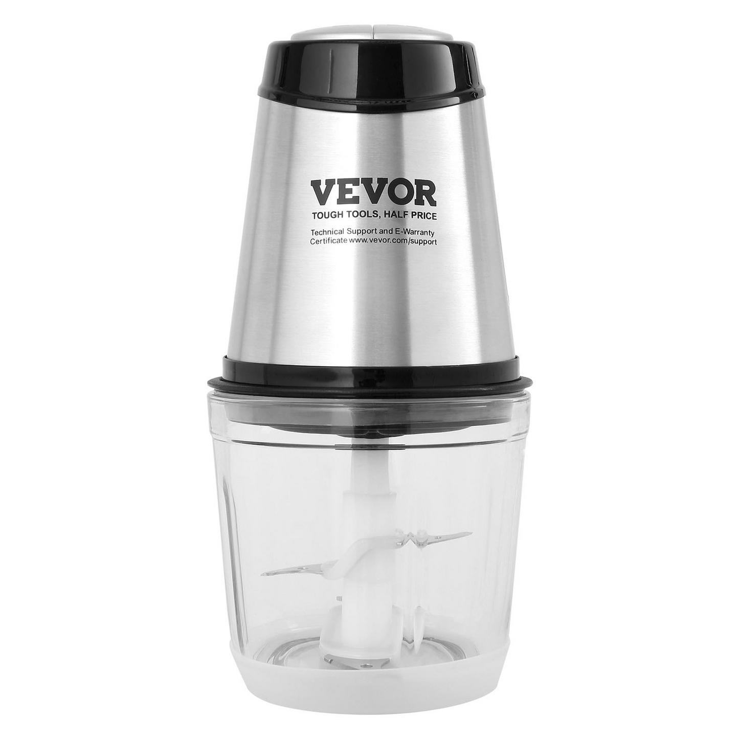 VEVOR Food Processor, Electric Meat Grinder with 4-Wing Stainless Steel Blades, 2.5 Cup Glass Bowl, 400W Electric Food Chopper, 2 Speeds Food Grinder for Baby Food, Meat, Onion, Vegetables