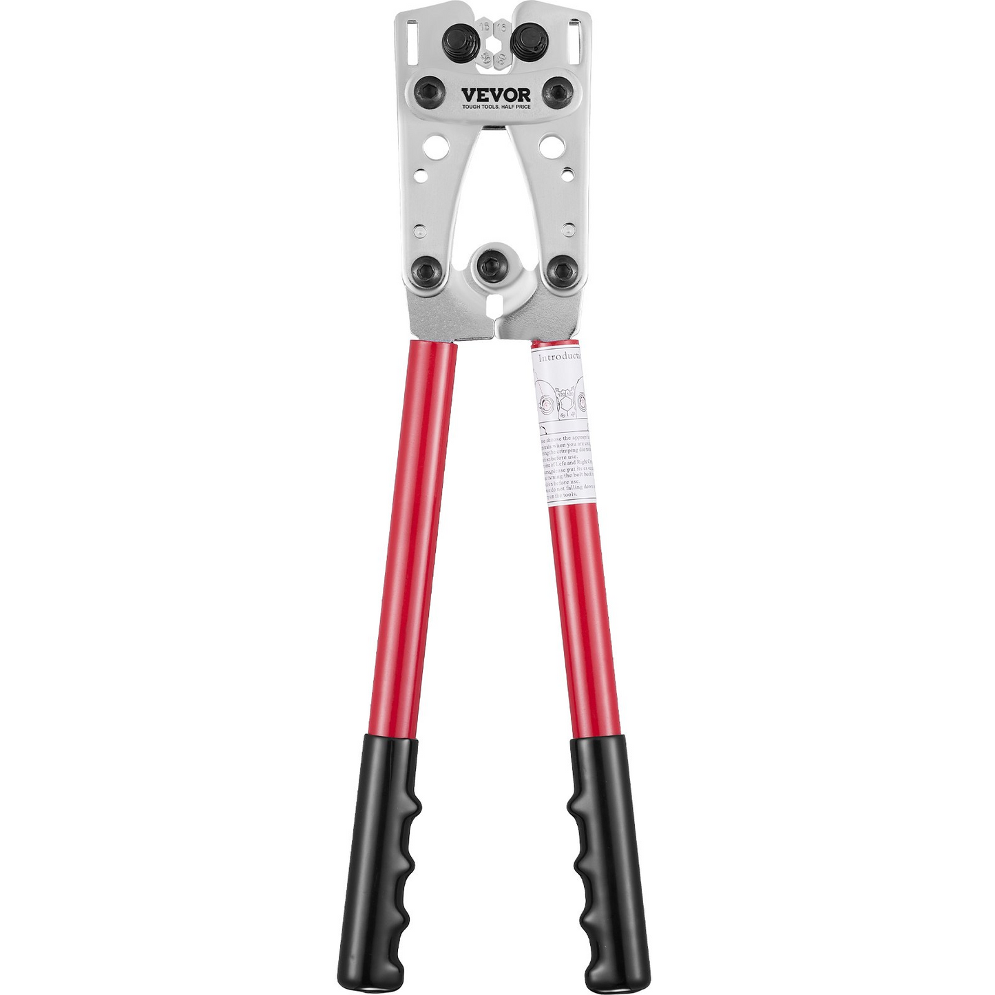 VEVOR Battery Cable Lug Crimping Tool, 10-1/0 AWG with Heavy Duty Wire Lugs, with 60PCS Aluminum Ring Connectors Terminals 6 Wire Sizes Crimping Die Aluminum Terminal Battery Lug Crimper