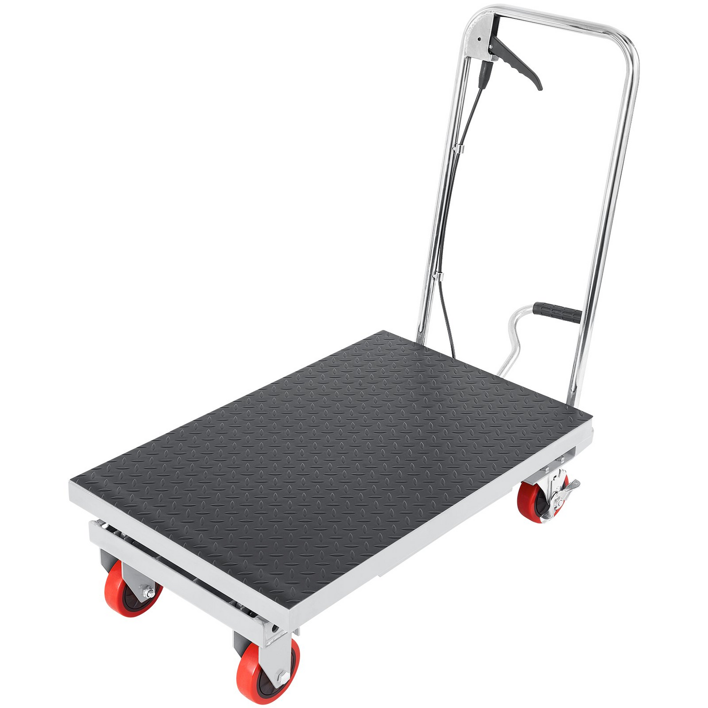 VEVOR Hydraulic Lift Table Cart, 500lbs Capacity 28.5" Lifting Height, Manual Single Scissor Lift Table with 4 Wheels and Non-slip Pad, Hydraulic Scissor Cart for Material Handling, Gray