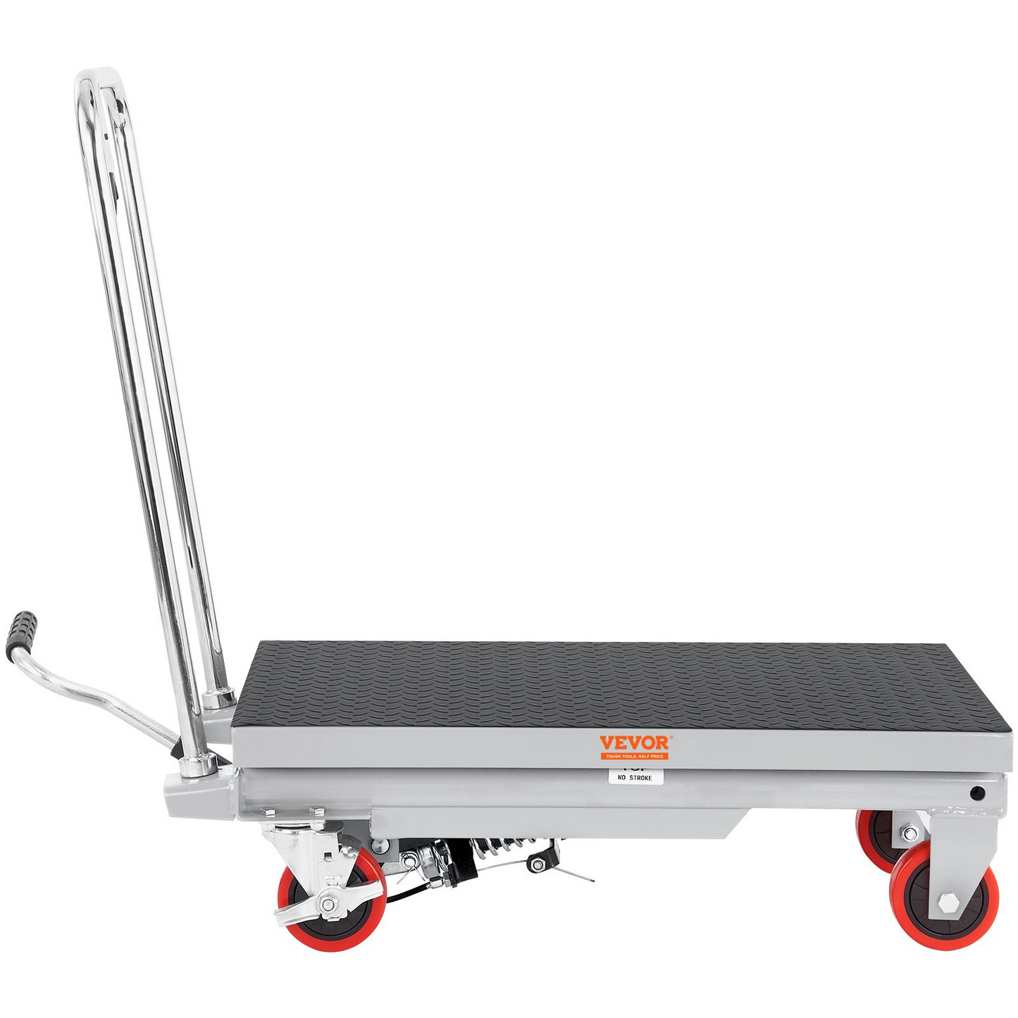 VEVOR Hydraulic Lift Table Cart, 500lbs Capacity 28.5" Lifting Height, Manual Single Scissor Lift Table with 4 Wheels and Non-slip Pad, Hydraulic Scissor Cart for Material Handling, Gray