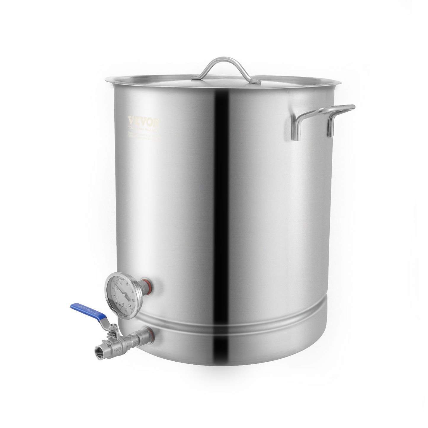 VEVOR Stainless Steel Kettle, 16 GALLON Brewing Pot, Tri Ply Bottom for Beer, Brew Kettle Pot, Home Brewing Supplies Includes Lid, Handle, Thermometer, Ball Valve Spigot, Filter, Filter Tray