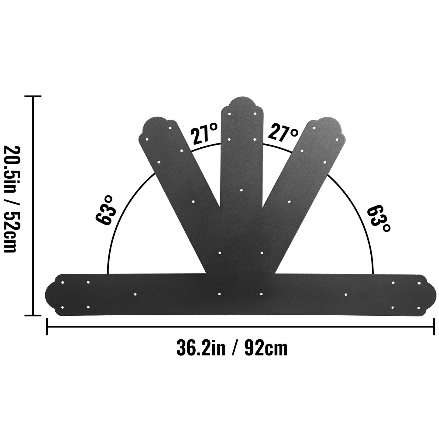 VEVOR Gable Plate, Black Powder-Coated Truss Connector Plates, 6:12 Pitch Gable Bracket, 4 mm / 0.16" Steel Truss Nail Plates, Decorative Gable Plate with Bolts for Wooden Beam Use