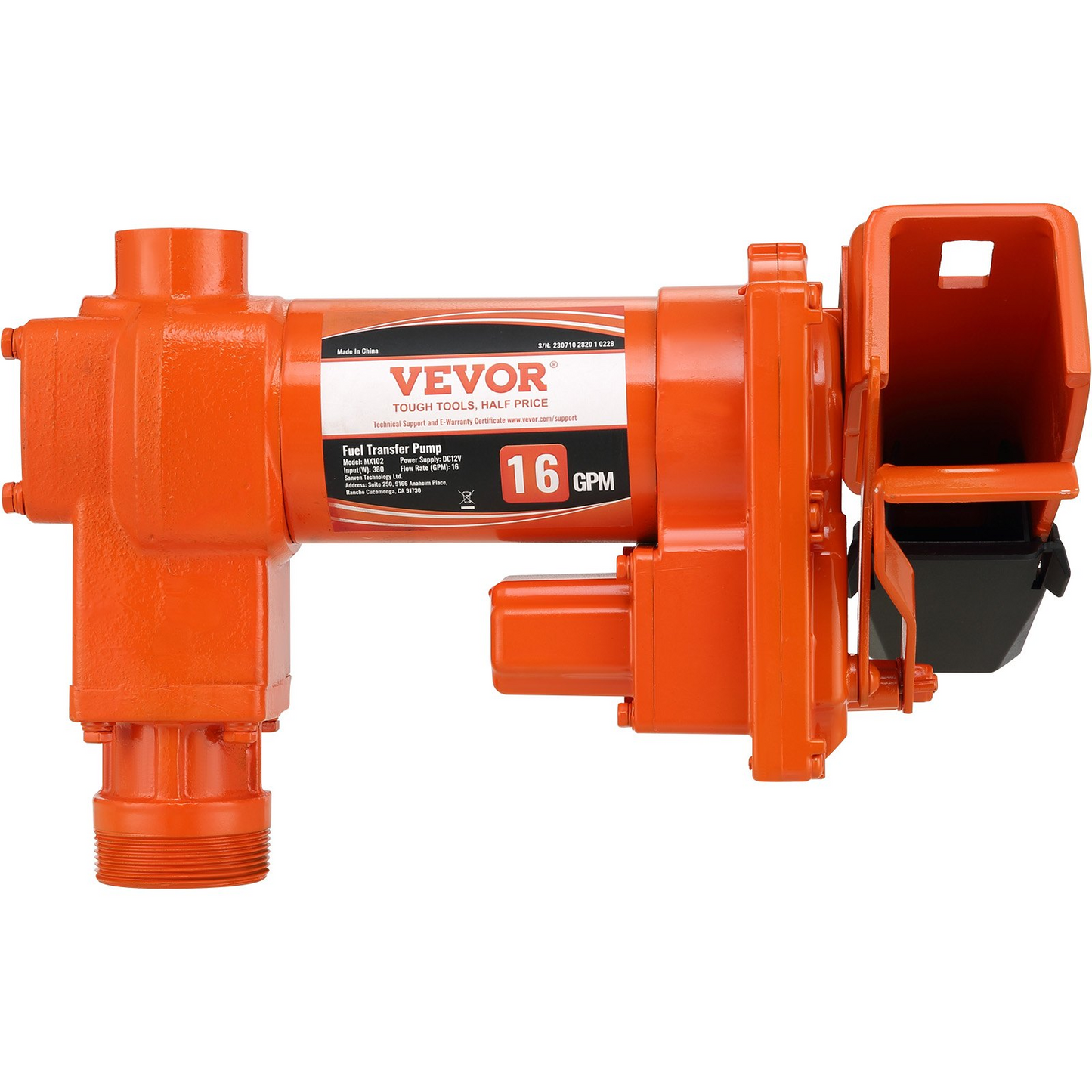 VEVOR Fuel Transfer Pump, 12V DC 16 GPM 1/4 HP, Gasoline Extractor Pump with Automatic Nozzle, Discharge Hose & Suction Pipe for Gasoline, Diesel, Kerosene, Ethanol & Methanol Blends, and Biodiesel