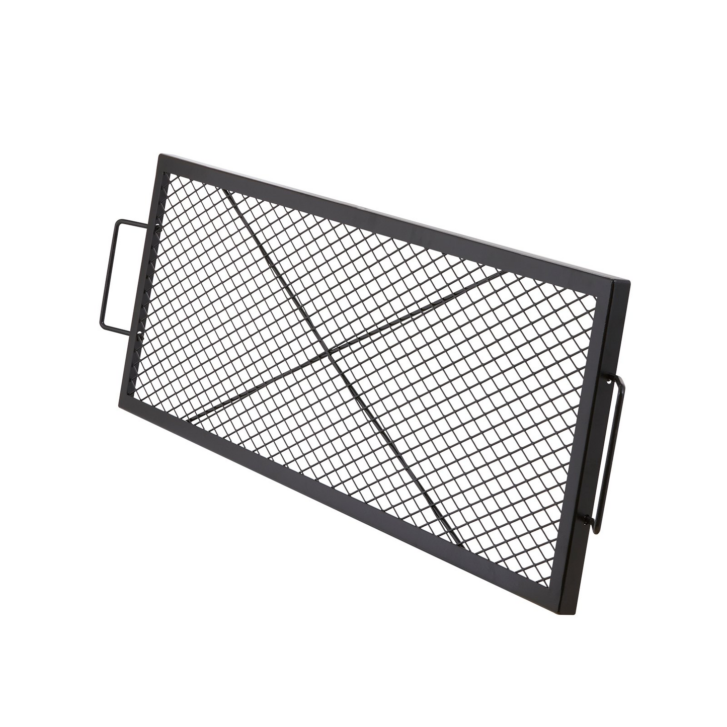 VEVOR X-Marks Fire Pit Grill Grate, Rectangle Cooking Grate, Heavy Duty Steel Campfire BBQ Grill Grid with Handle & Support X Wire, Portable Camping Cookware for Outside Party Gathering, 44 Inch Black