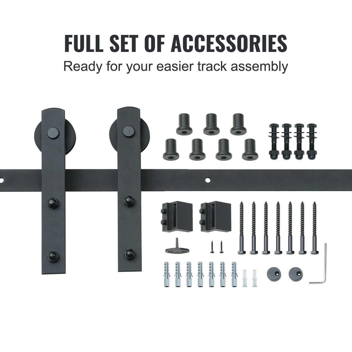 VEVOR 8FT Sliding Barn Door Hardware Kit, 330LBS Loading Heavy Duty Barn Door Track Kit for Single Door, Fit 3.7-4.3FT Wide and 1.3"-1.8" Thick Door Panel, with Smooth & Silent Pulley (I Shape)