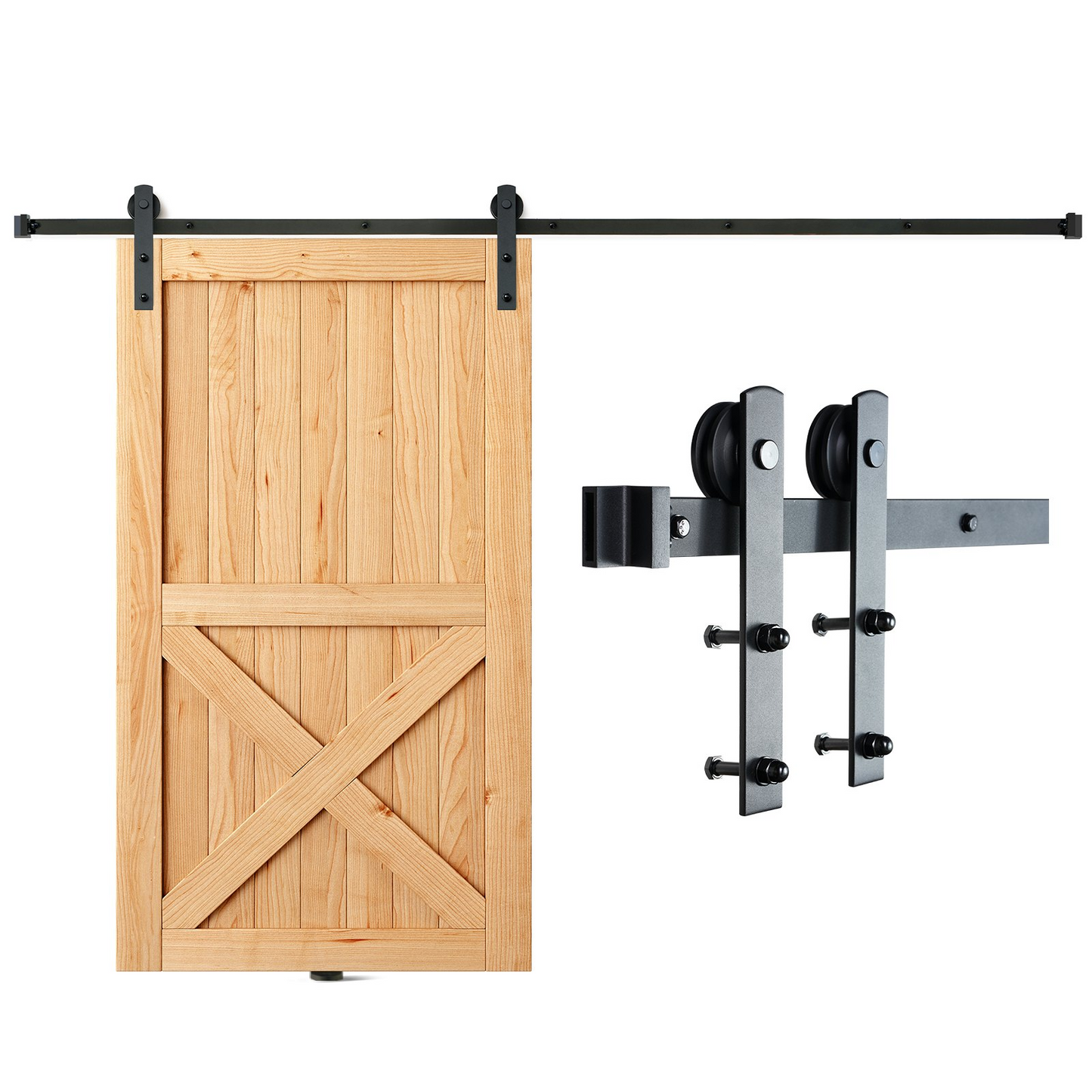 VEVOR 8FT Sliding Barn Door Hardware Kit, 330LBS Loading Heavy Duty Barn Door Track Kit for Single Door, Fit 3.7-4.3FT Wide and 1.3"-1.8" Thick Door Panel, with Smooth & Silent Pulley (I Shape)