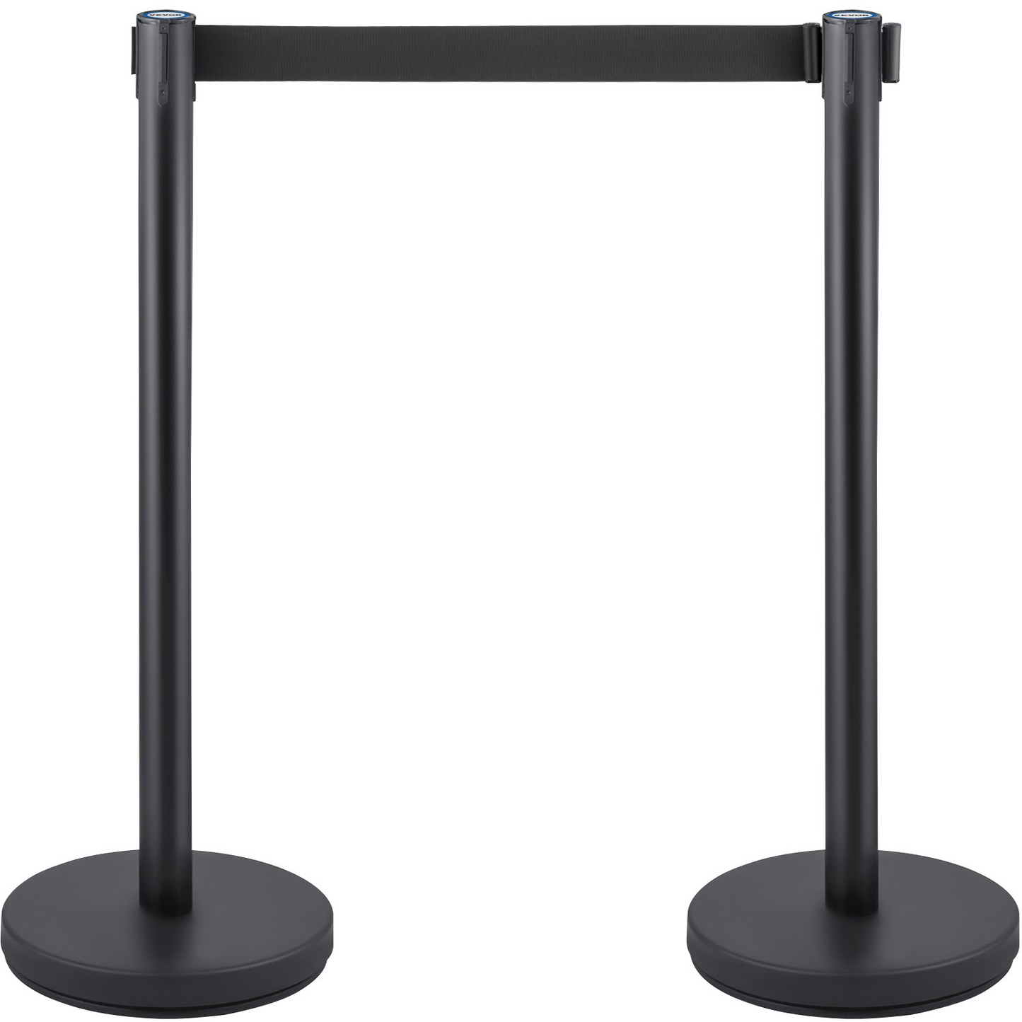 VEVOR Crowd Control Stanchion, Set of 6 Pieces Stanchion Set, Stanchion Set with 6.6 ft/2 m Black Retractable Belt, Black Crowd Control Barrier w/Concrete and Metal Base - Easy Connect Assembly