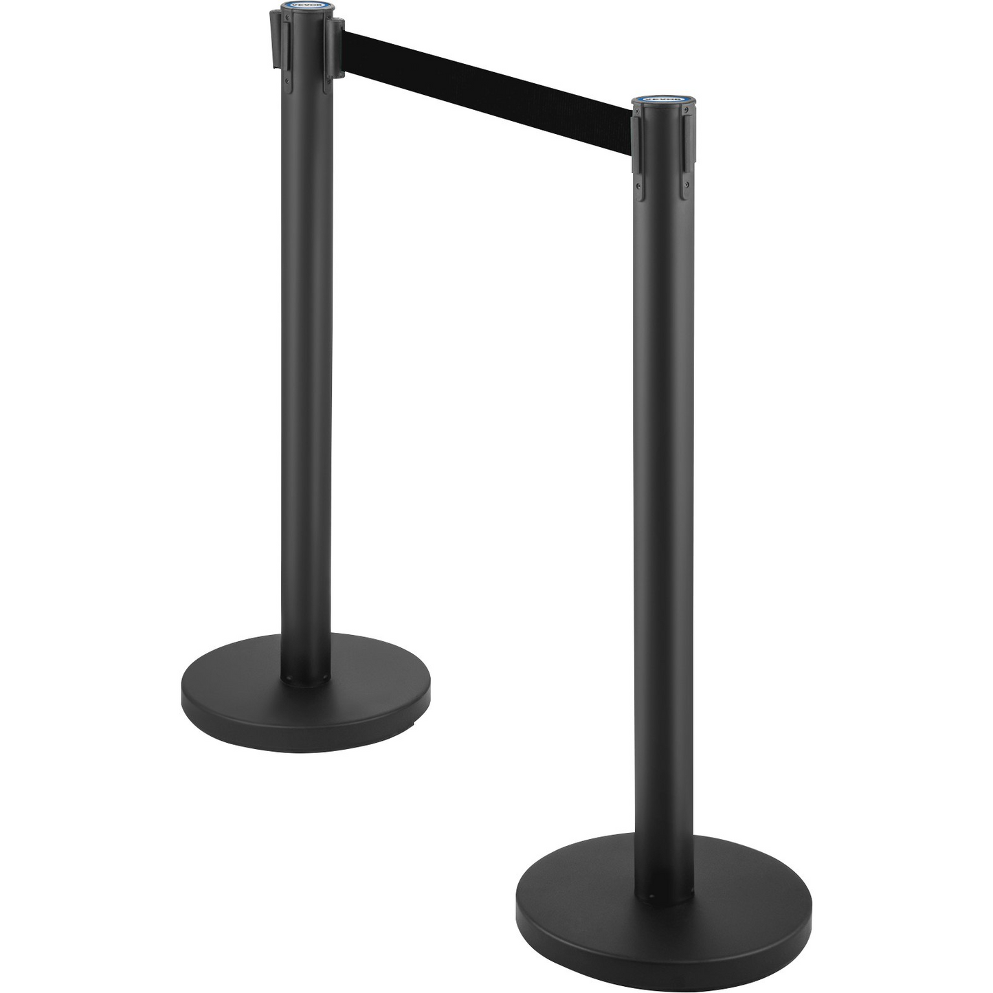 VEVOR Crowd Control Stanchion, Set of 6 Pieces Stanchion Set, Stanchion Set with 6.6 ft/2 m Black Retractable Belt, Black Crowd Control Barrier w/Concrete and Metal Base - Easy Connect Assembly