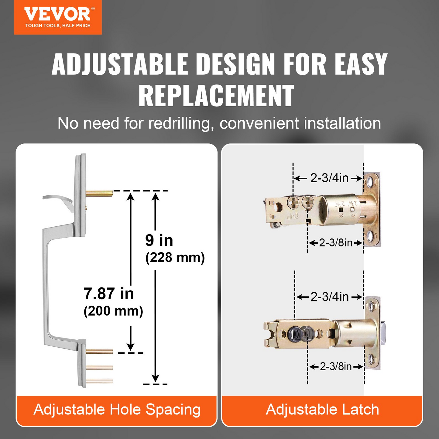 VEVOR Front Door Handle and Deadbolt Set, Satin Nickel Square Handle Set with Lever Door Handle, Single Cylinder Entry Door Handle with Reversible for Right and Left Handed Entrance and Front Door