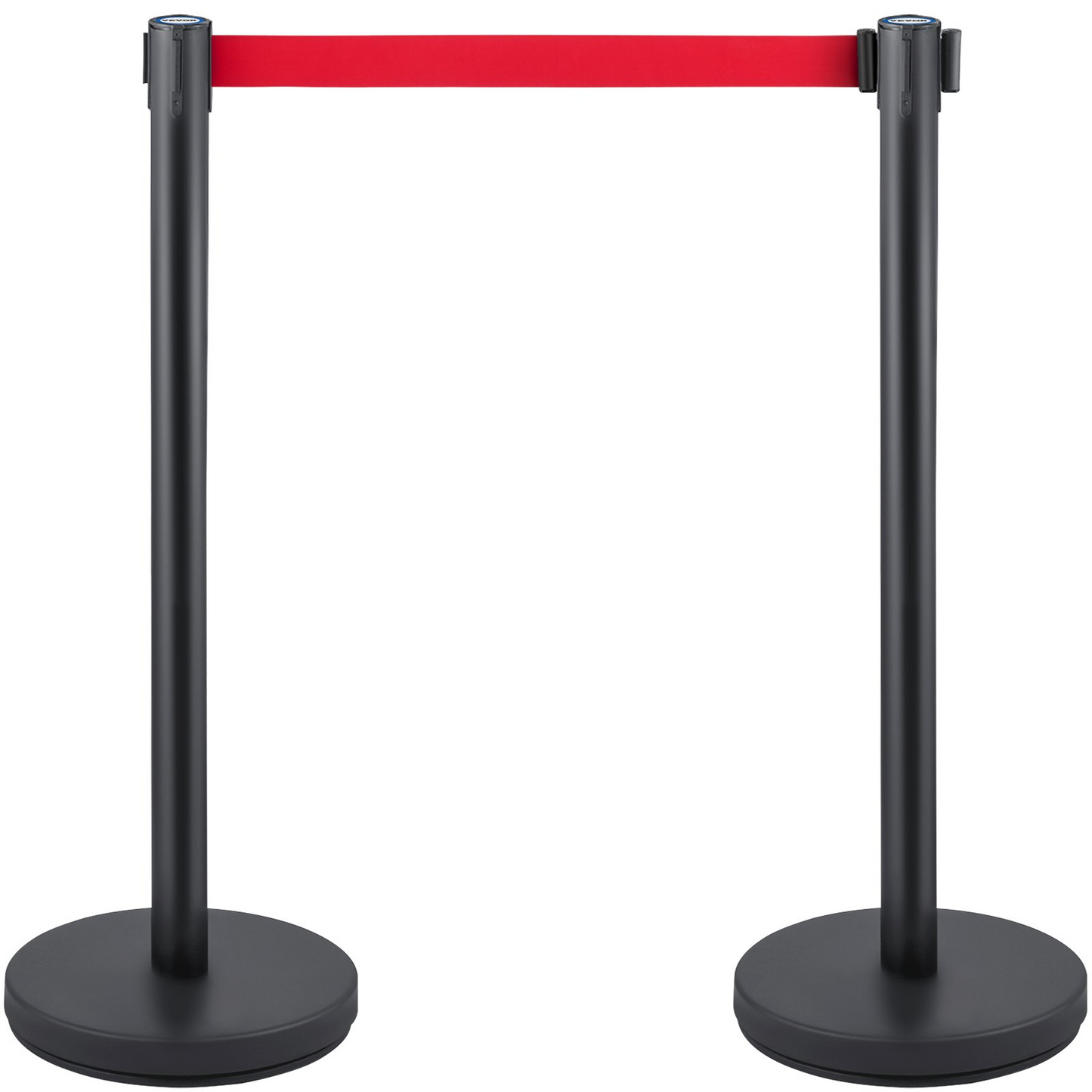 VEVOR Crowd Control Stanchion, Set of 6 Pieces Stanchion Set, Stanchion Set w/ 6.6 ft/2 m Red Retractable Belt, Crowd Control Barrier w/Rubber Base – Easy Connect Assembly for Crowd Control (Black)