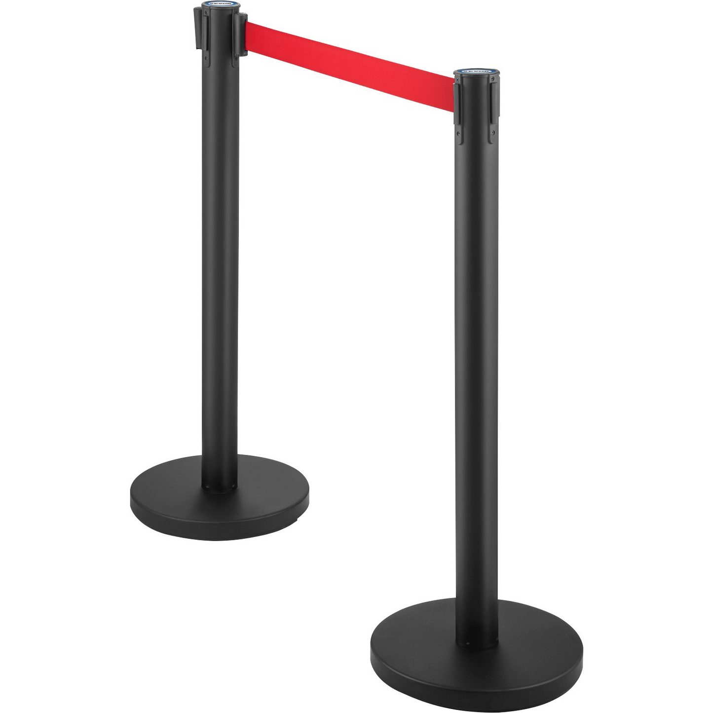 VEVOR Crowd Control Stanchion, Set of 6 Pieces Stanchion Set, Stanchion Set w/ 6.6 ft/2 m Red Retractable Belt, Crowd Control Barrier w/Rubber Base – Easy Connect Assembly for Crowd Control (Black)