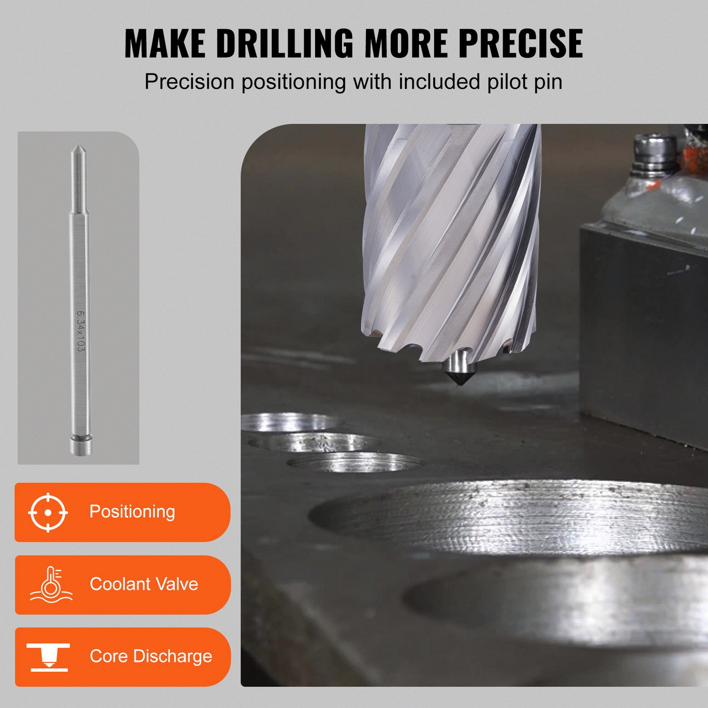 VEVOR Annular Cutter Set, 6 pcs Universal Shank Mag Drill Bits, 1" to 2" Cutting Diameter, 2" Cutting Depth, M2AL High-Speed Steel, with 2 Pilot Pins and Portable Case, for Using with Magnetic Drills