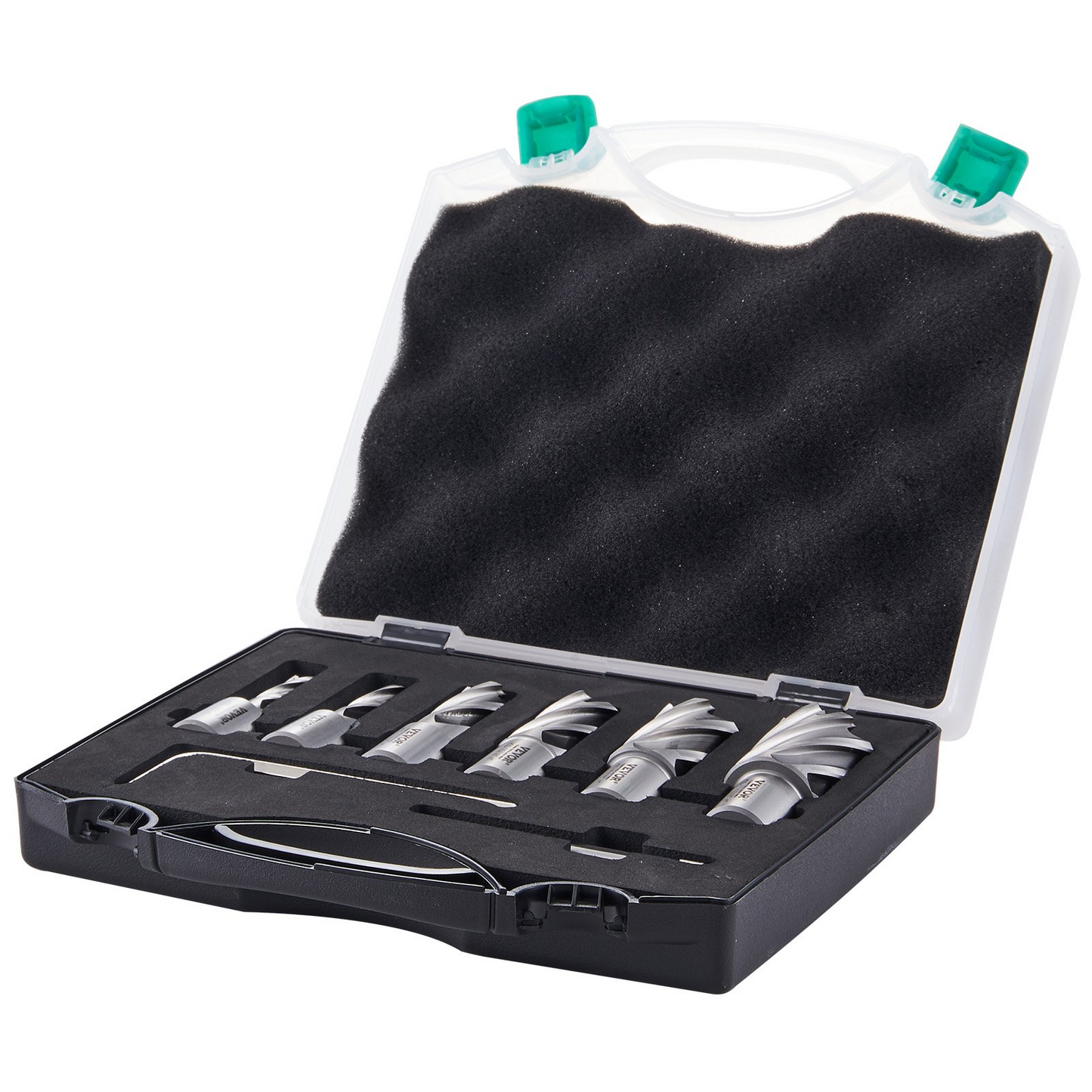 VEVOR Annular Cutter Set, 6 pcs Weldon Shank Mag Drill Bits, 1/2" to 1-1/16" Cutting Diameter, 1" Cutting Depth, M2AL High-Speed Steel, with Pilot Pin and Portable Case, for Using with Magnetic Drills