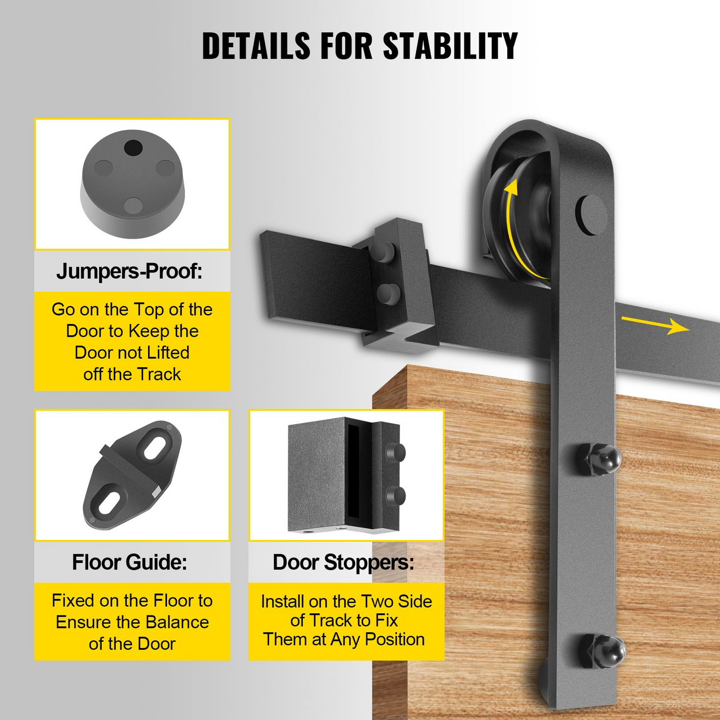 VEVOR Sliding Barn Door Hardware Kit, 9FT Barn Door Kit, 330LBS Load-Bearing Double Barn Door Hardware Kit, Carbon Steel Barn Door Track, Darn Door for 1.37-1.77" Thickness & 4.5FT Wide Door Panel