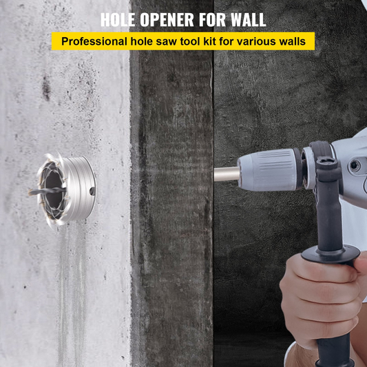 VEVOR Concrete Hole Saw Kit, 1-2/11", 1-3/5", 2-9/16", 3-5/32", 3-15/16" Drill Bit Set SDS Plus & SDS MAX Shank Wall Hole Cutter w/a 4-1/3" Connecting Rod for Concrete, Cement, Stone Wall, Masonry