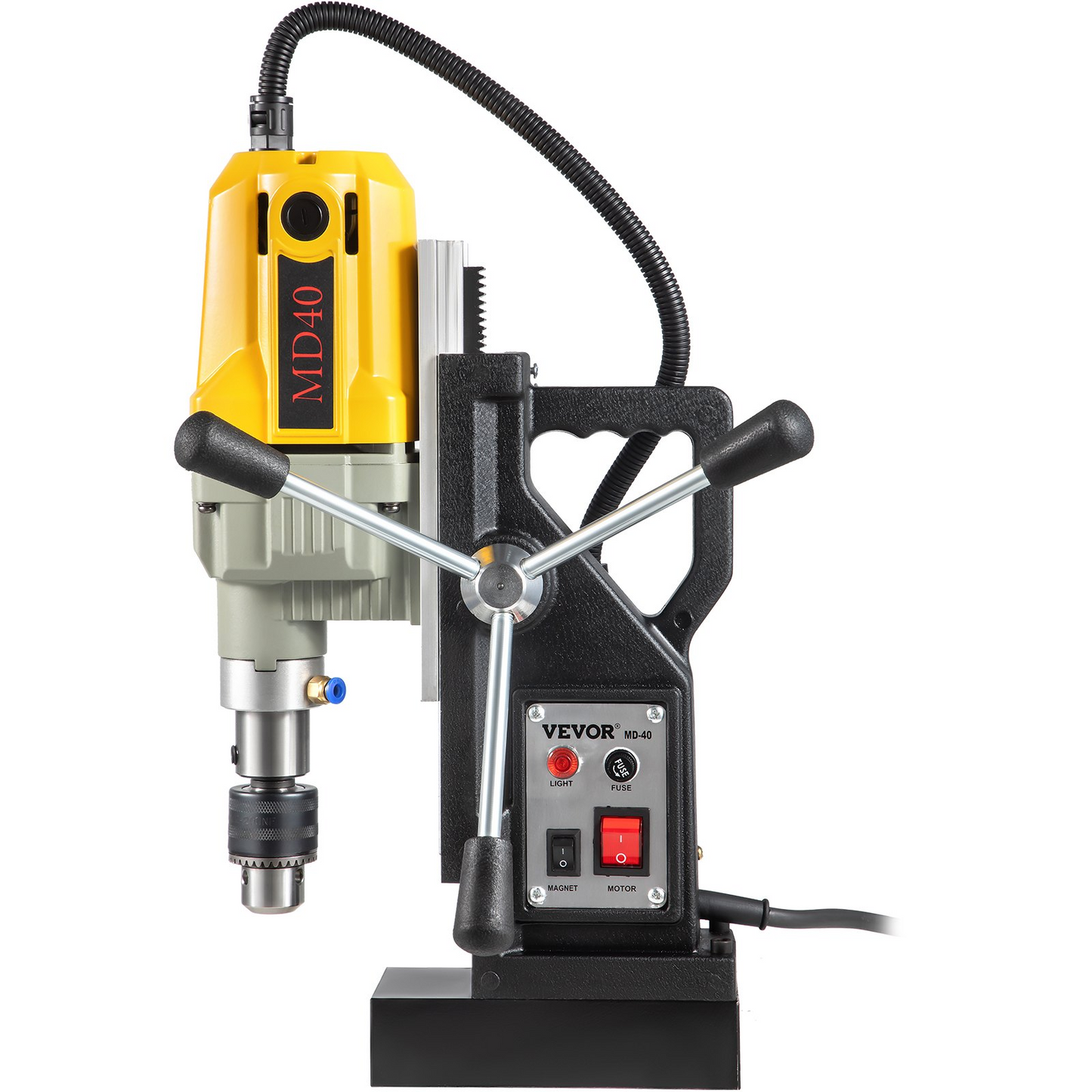 VEVOR Magnetic Drill, 1100W 1.57" Boring Diameter, 2697lbf/12000N Portable Electric Mag Drill Press with 12 Drilling Bits, 580 RPM Max Speed Drilling Machine for any Surface and Home Improvement