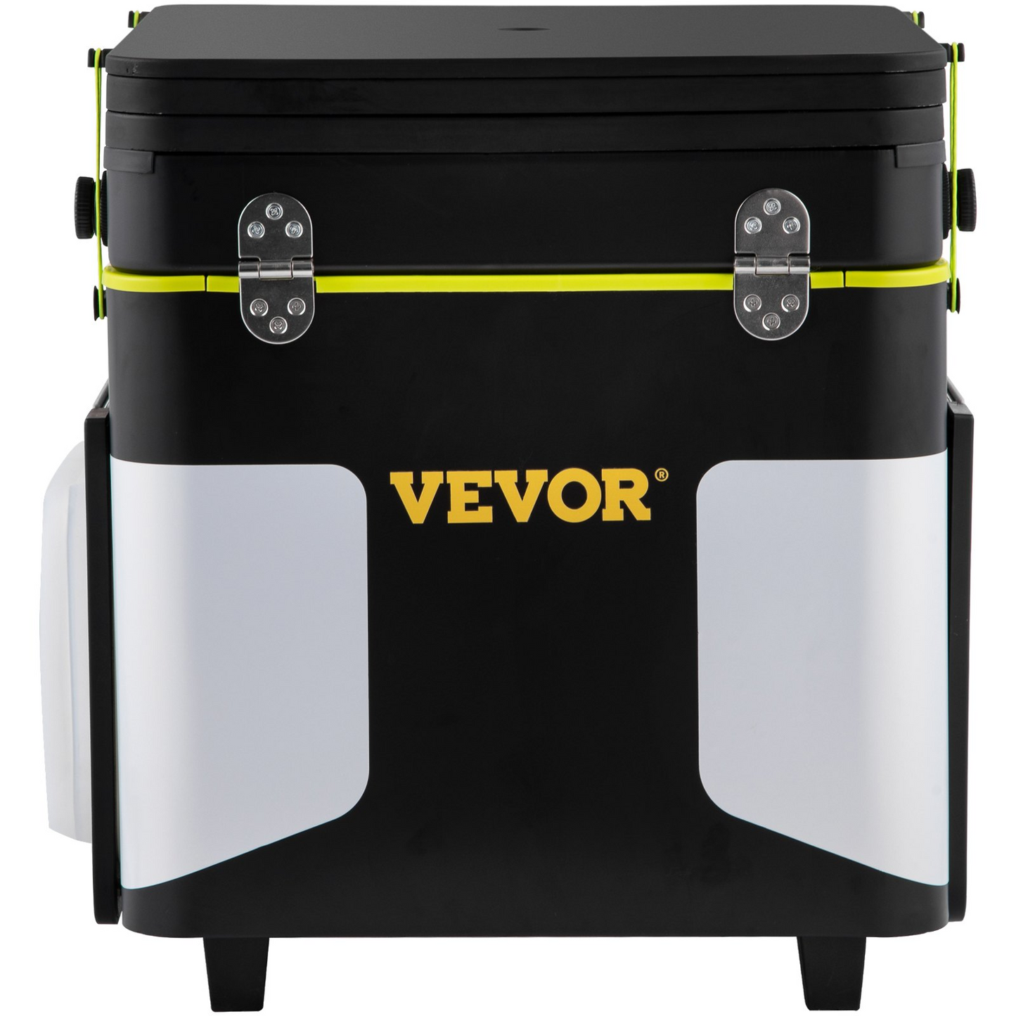 VEVOR Outdoor Mobile Kitchen, Portable Multifunctional Camp Box with Wheels All in One Integrated Cooking Station with Windproof Stove, Folding Tables Storage Organizer, Black