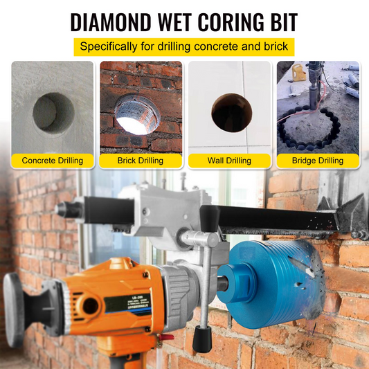 VEVOR Dry Core Drill Bit, 4.25"/108 mm Diameter 5/8"-11 Shank Arbor with a Pilot Bit & 4.5" Blade, 9.5"/241.3mm Depth Diamond Coring Bore Tool, Masonry Hole Saw Bits for Hard Concrete Brick and Block