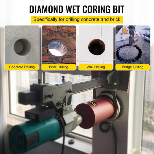 VEVOR Diamond Core Drill, 4"/101mm Diameter Core Drill Bit, 14"/355mm Concrete Core Drill Bit, 5/8"-11 Thread Core Bit, Dry/Wet Drill Core Bits w/a Blade, Diamond Wet Coring Bit For Concrete Brick