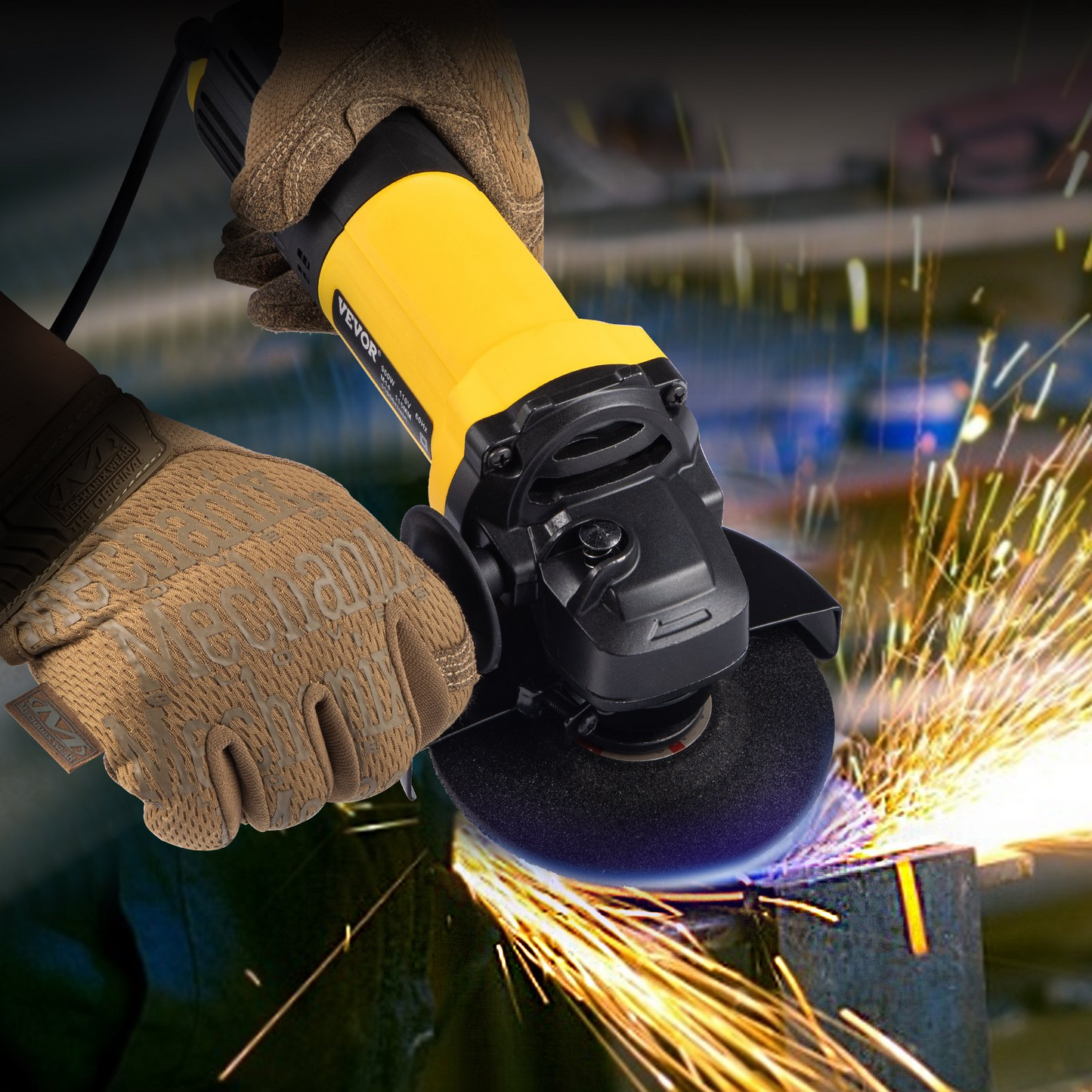 VEVOR Angle Grinder, 4-1/2 Inch Powerful Grinder Tool 11Amp Power Grinder with Paddle Switch and 360° Rotational Guard, 12000rpm Power Angle Grinders for Cutting and Grinding Metal, Stone, Wood, etc