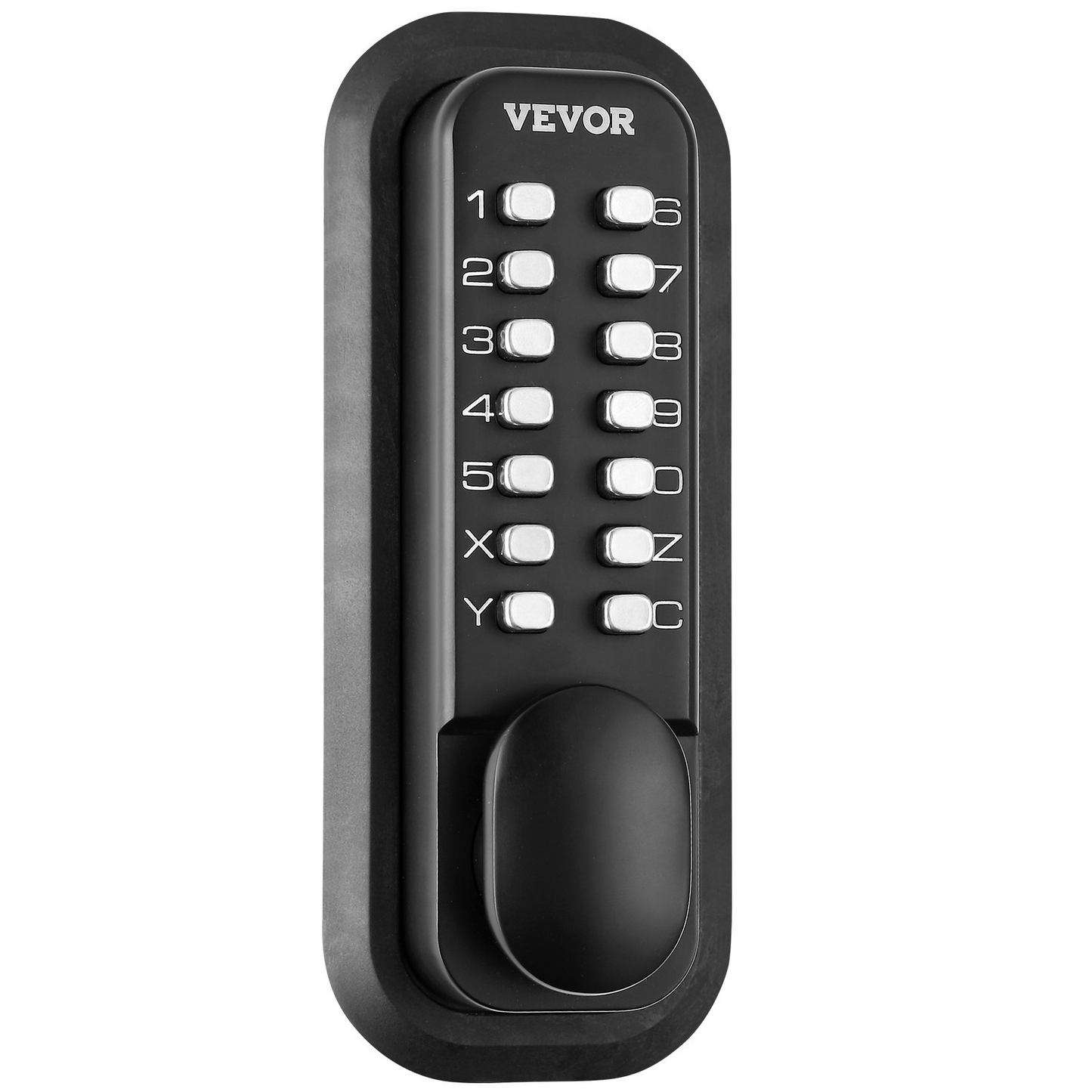 VEVOR Mechanical Keyless Entry Door Lock, 14 Digit Keypad, Outdoor Gate Door Locks Set with Surface-mounted Latch, Water-proof Zinc Alloy, Keypad and Knob, Easy to Install, for Garden, Garage, Yard