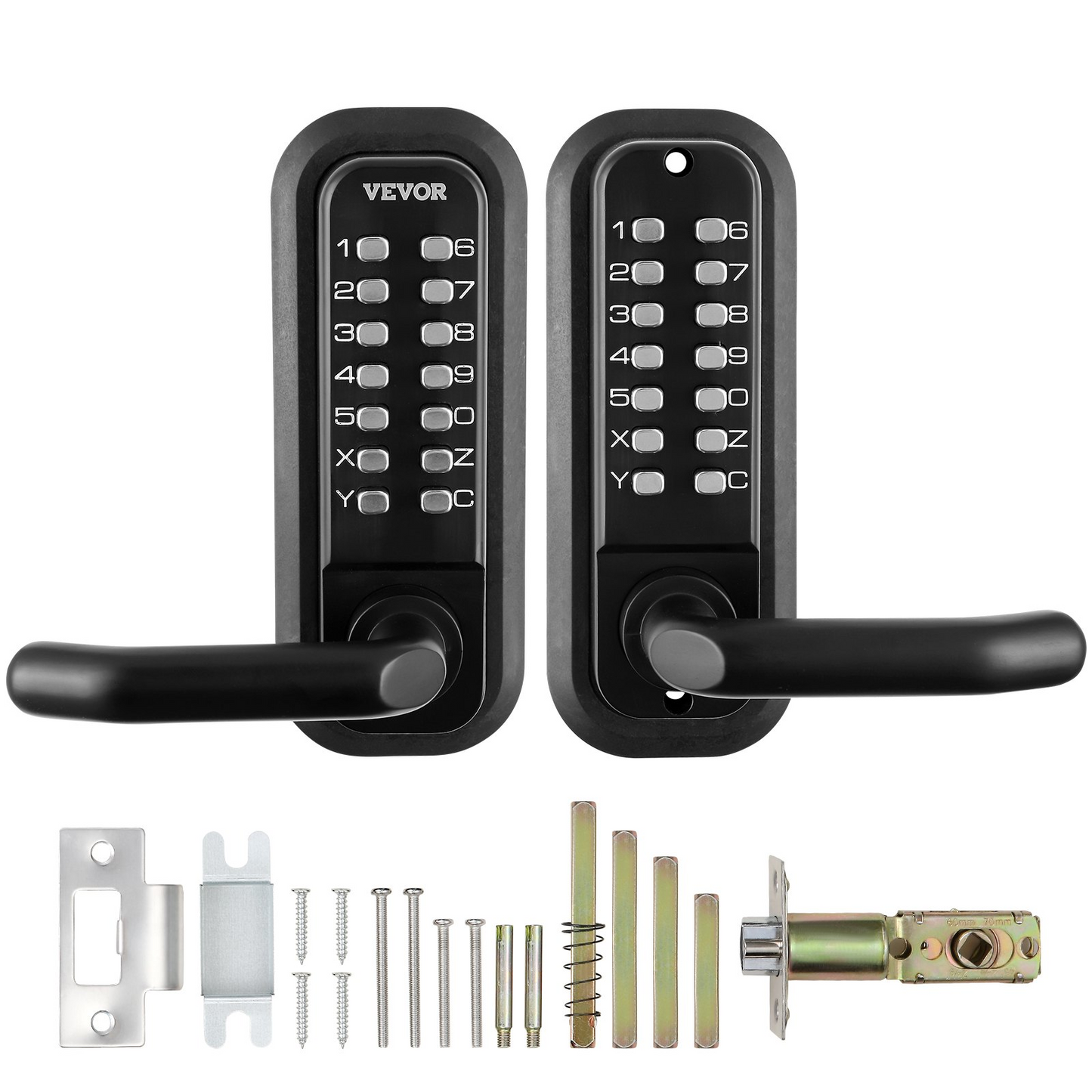 VEVOR Mechanical Keyless Entry Door Lock, 14 Digit Keypad, Double-sided Embedded Outdoor Gate Door Locks Set with Handle and Keypad, Water-proof Zinc Alloy, Easy to Install, for Yard, Garden, Garage