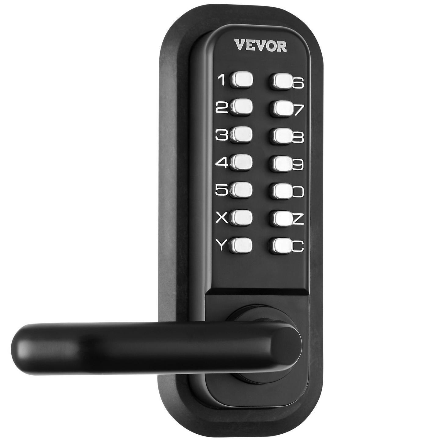 VEVOR Mechanical Keyless Entry Door Lock, 14 Digit Keypad, Double-sided Embedded Outdoor Gate Door Locks Set with Handle and Keypad, Water-proof Zinc Alloy, Easy to Install, for Yard, Garden, Garage