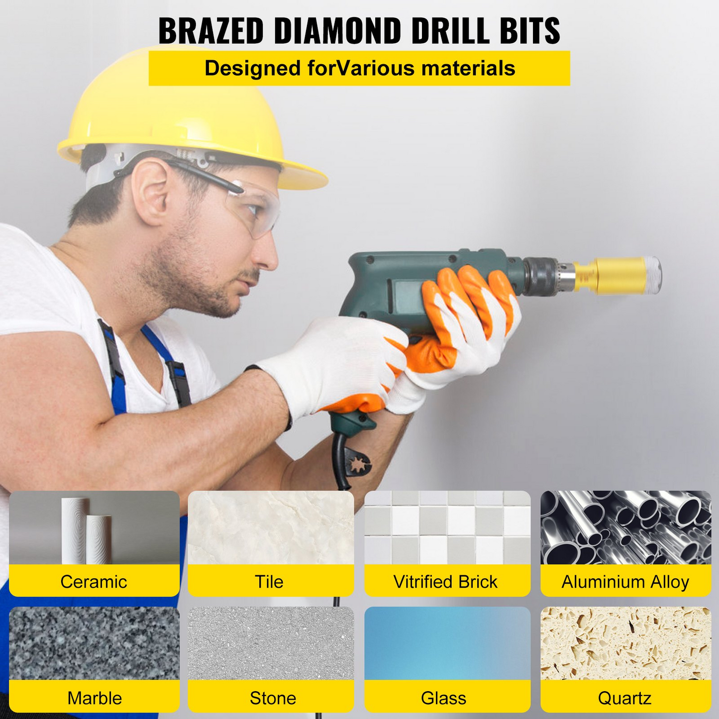 VEVOR Diamond Drill Bits 7PCS Diamond Hole Saw 20/27/35/55/68mmTile Hole Saw Kit Vacuum Brazed Diamond Drill Bit 0.59in/15mm Segment Tile Hole Saw w Storage Case for Tile Ceramic Porcelain Marble