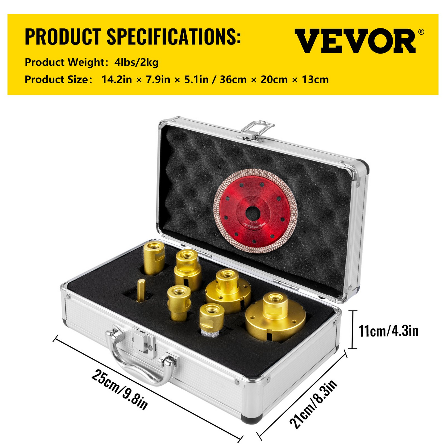 VEVOR Diamond Drill Bits 7PCS Diamond Hole Saw 20/27/35/55/68mmTile Hole Saw Kit Vacuum Brazed Diamond Drill Bit 0.59in/15mm Segment Tile Hole Saw w Storage Case for Tile Ceramic Porcelain Marble